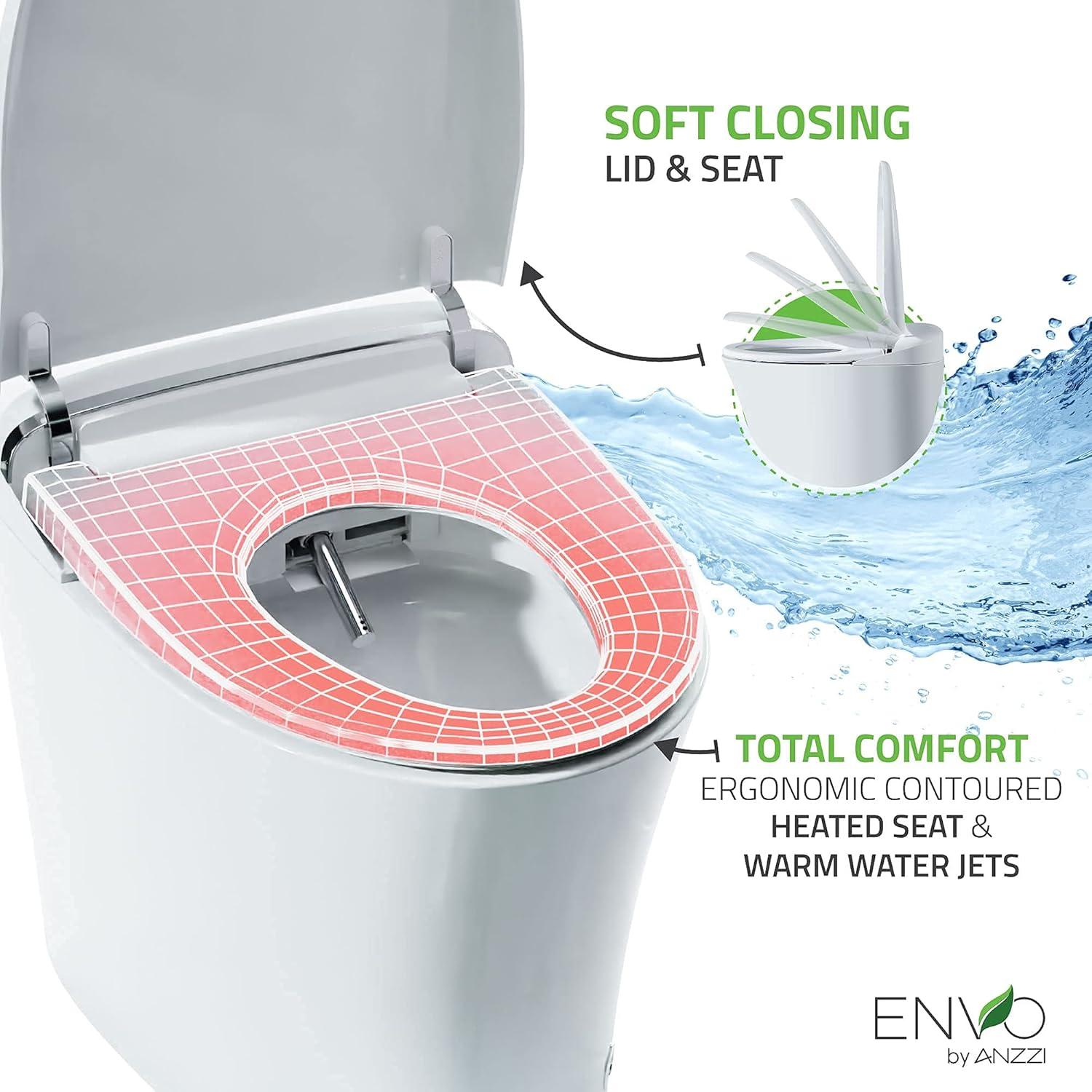 ANZZI Envo 1.28 Gallons GPF Elongated Comfort Height Floor Mounted Bidet Toilet (Seat Included)