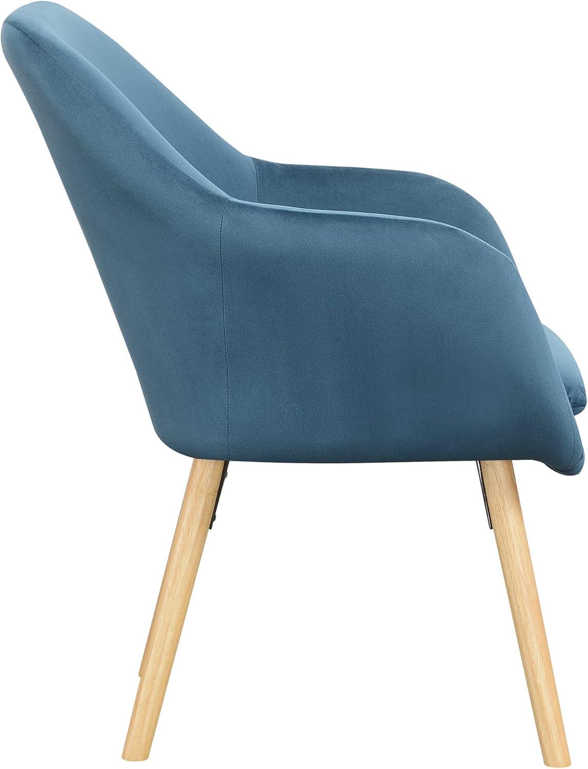 Charlotte Blue Velvet Wingback Accent Chair with Light Oak Legs