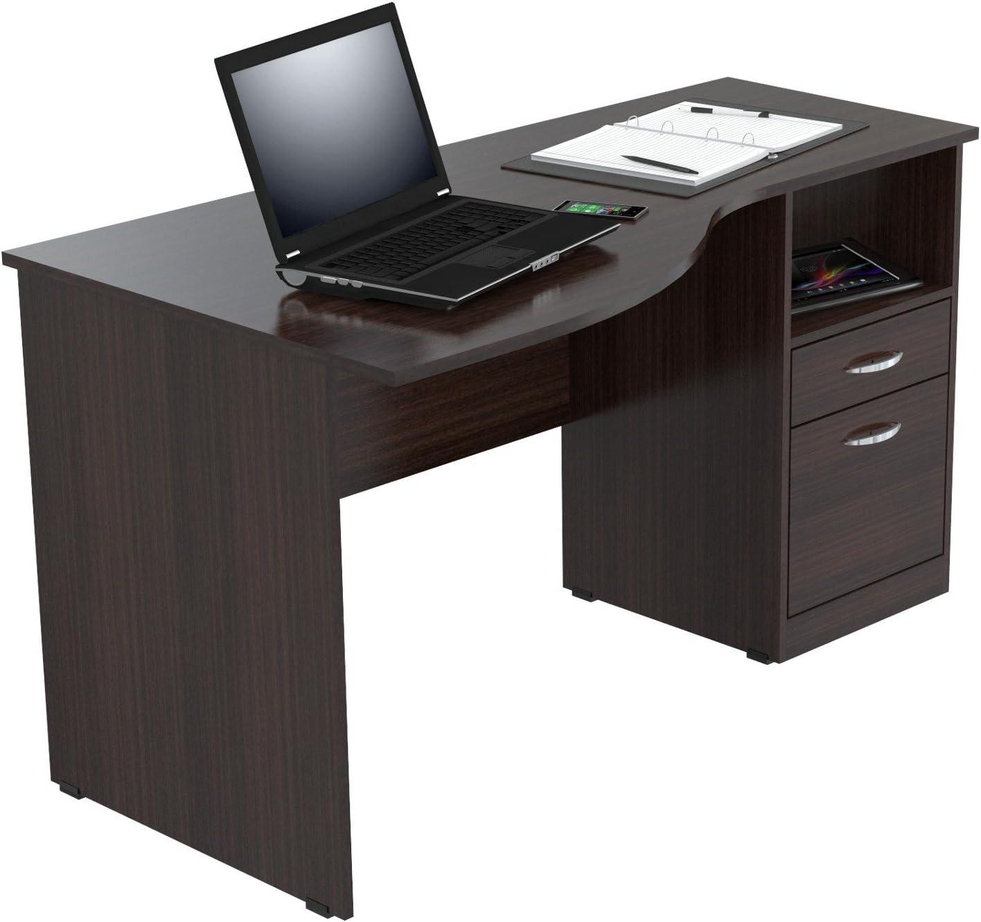 Espresso Curved Top Writing Desk with Drawers