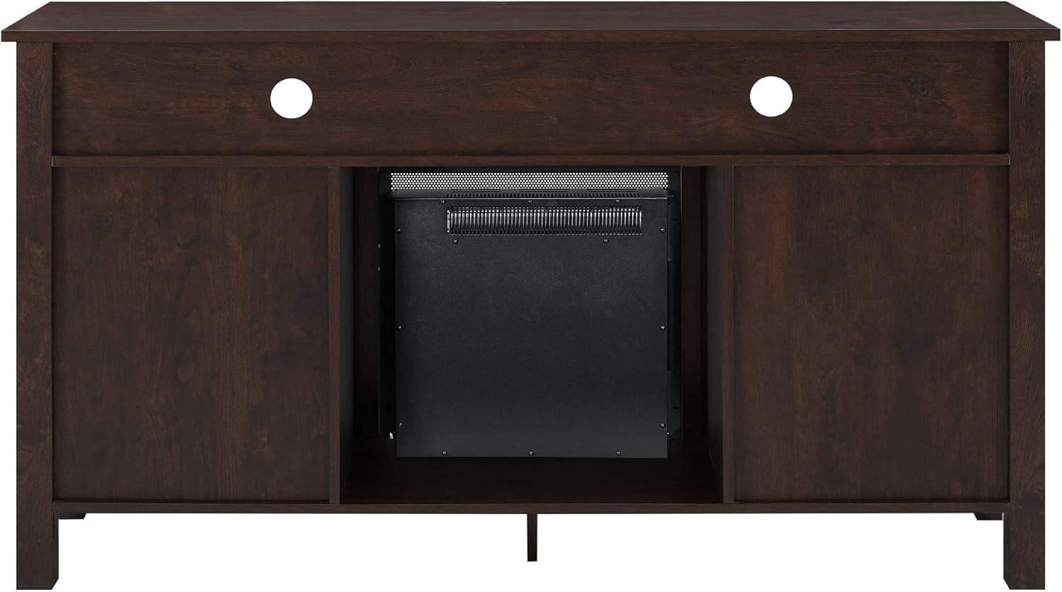 Traditional Brown 58" Highboy Media Stand with Electric Fireplace