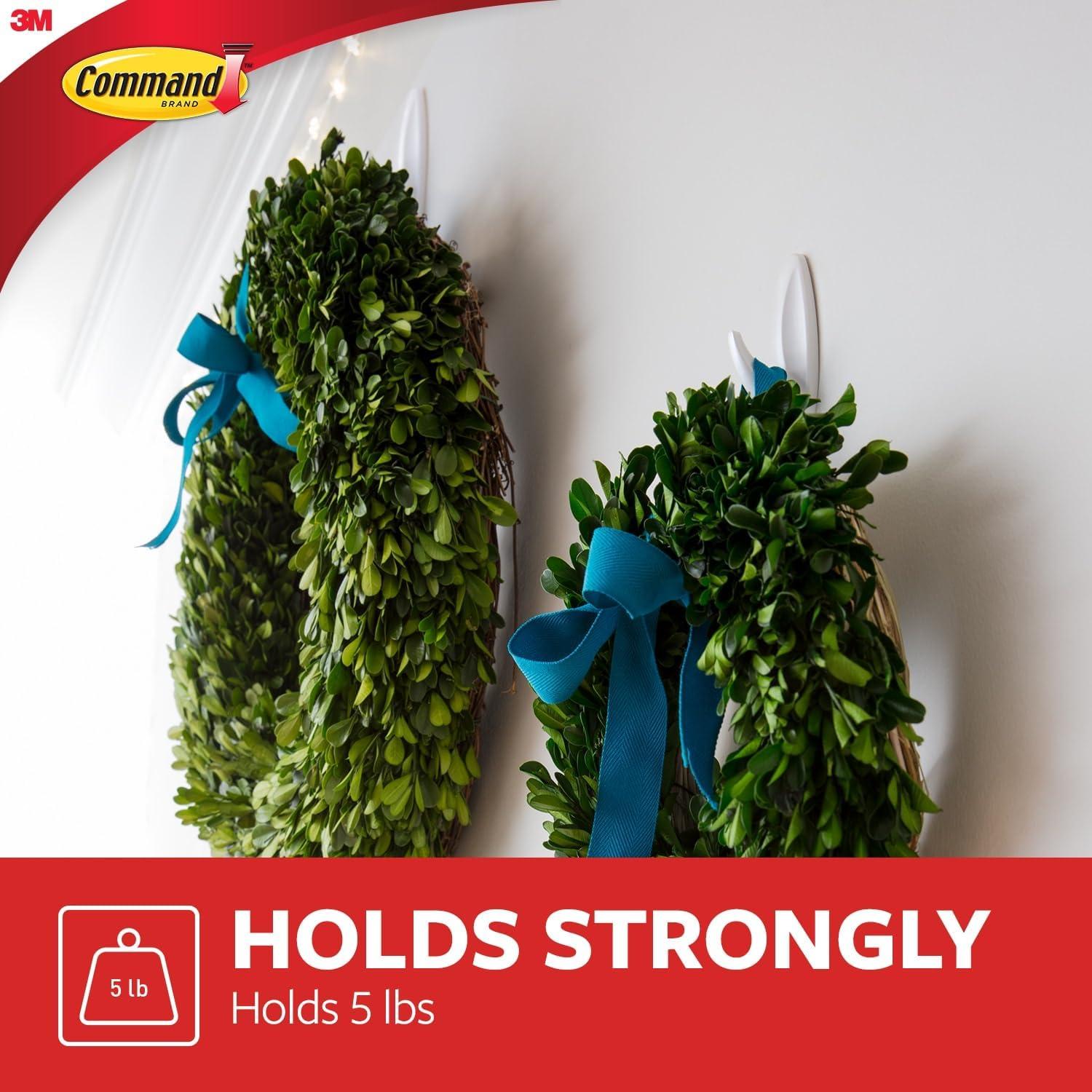 Command Large Designer Nickel Hook : Wall Hooks, Large Command Hooks, Silver, 5 lb Capacity, Decorative, Painted Finish