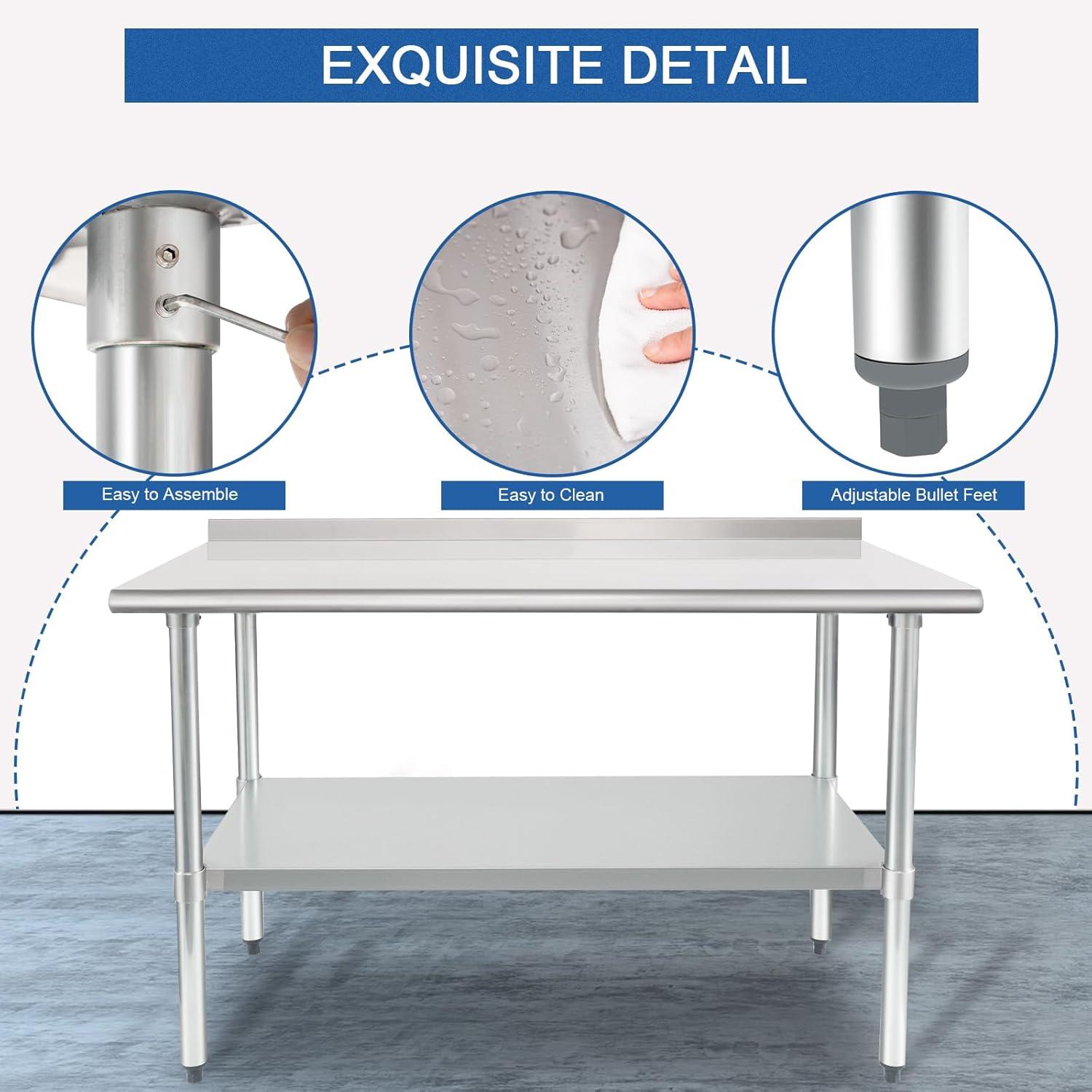 48x24 Inch Stainless Steel Commercial Prep Table with Undershelf