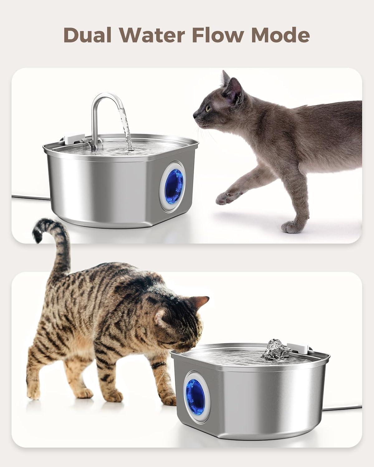 Stainless Steel Automatic Cat Water Fountain with Window