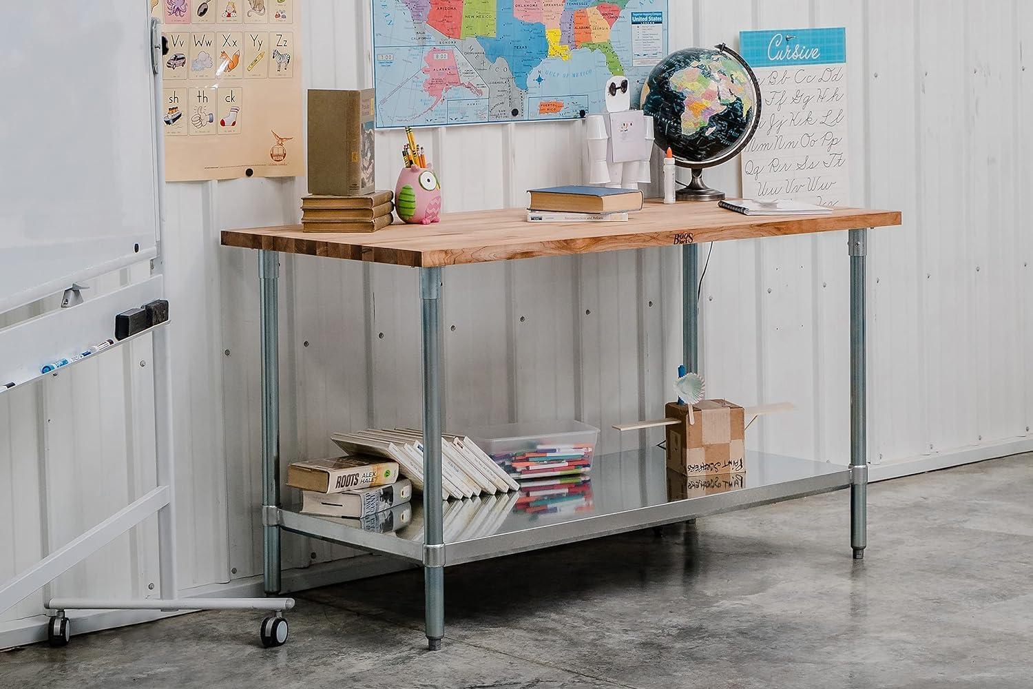 Wood Work Table with Undershelf