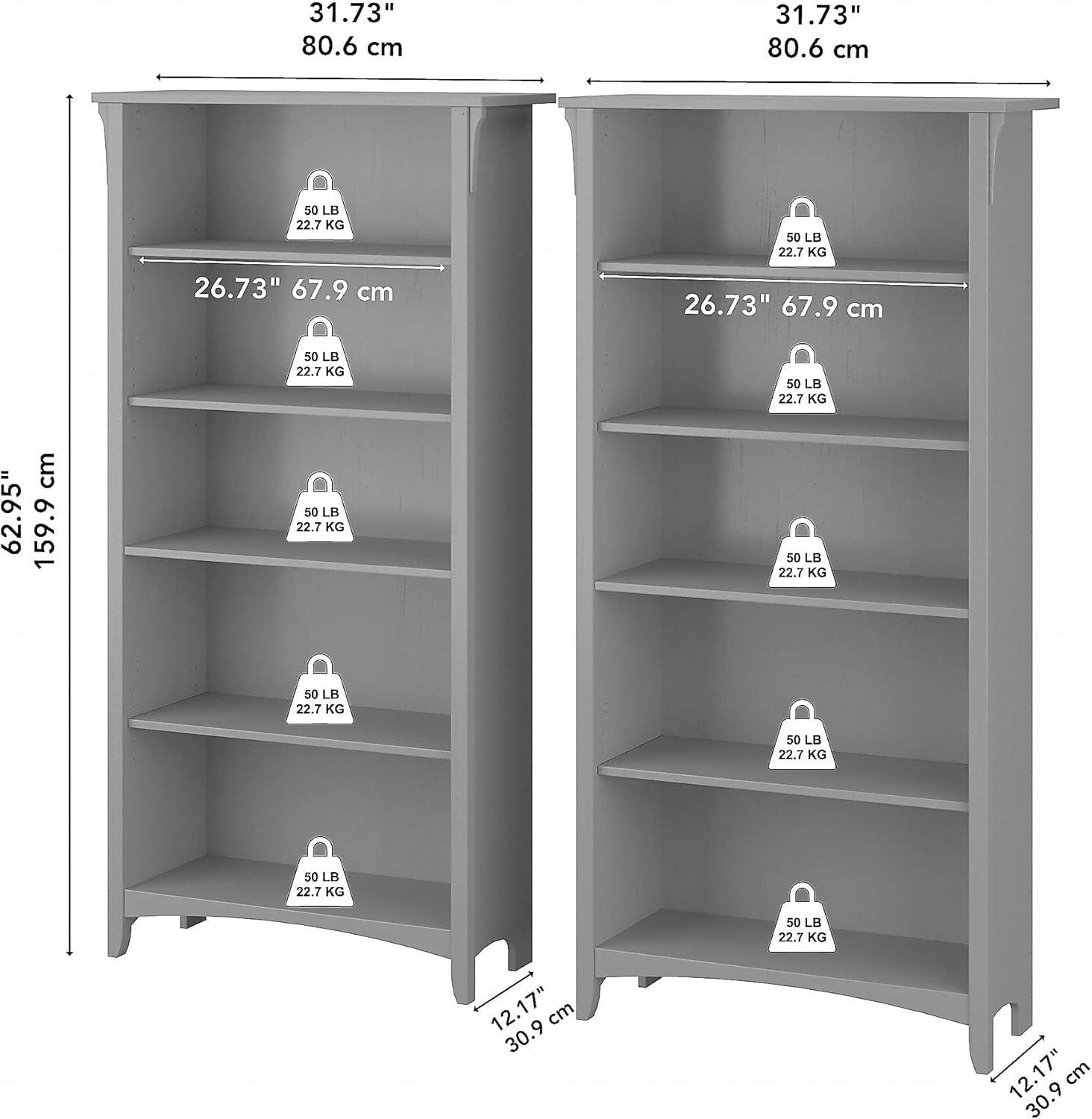 Khadesha Tall 5 Shelf Bookcase - Set Of 2