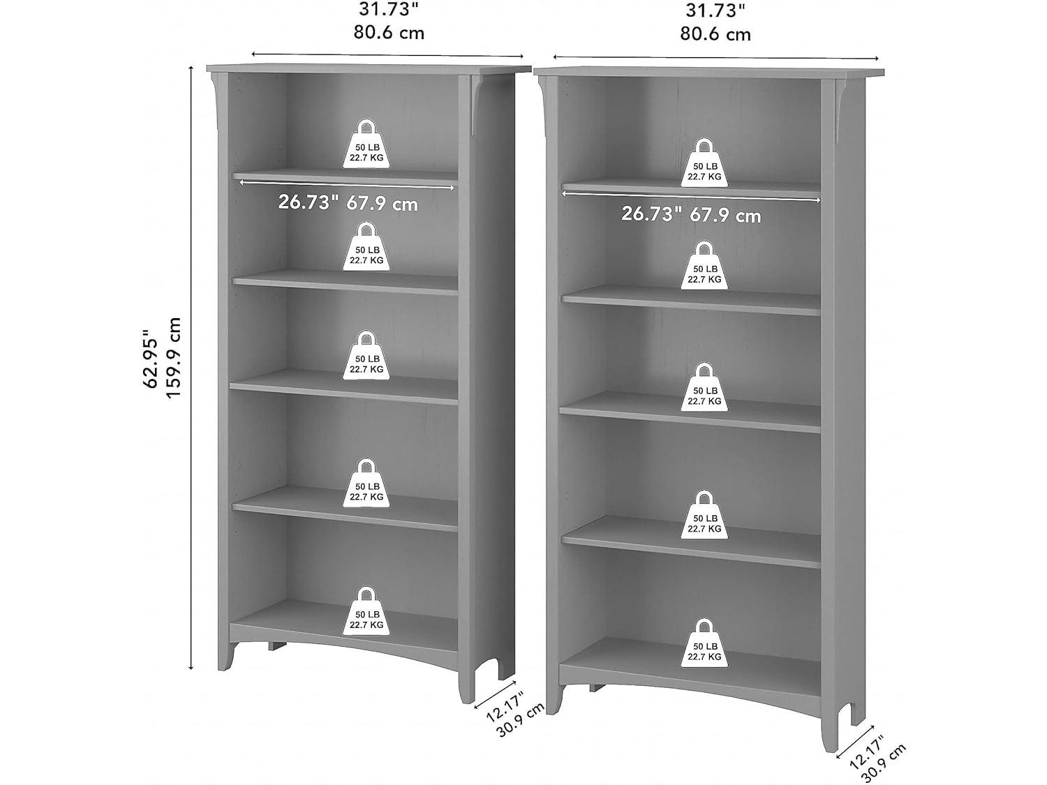 Red Barrel Studio® Khadesha Tall 5 Shelf Bookcase - Set Of 2