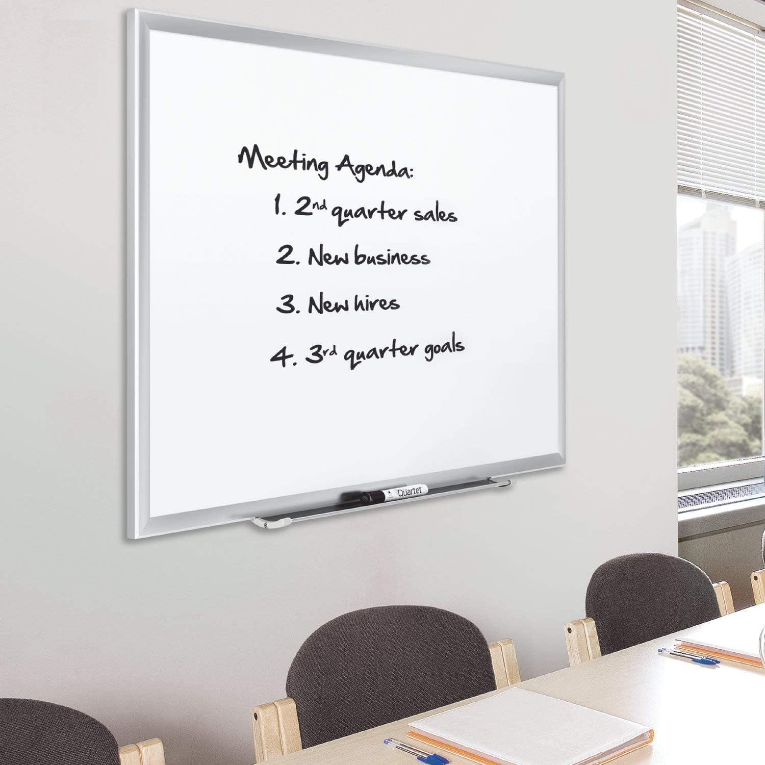 Quartet 48" x 36" Magnetic Porcelain Whiteboard with Silver Frame