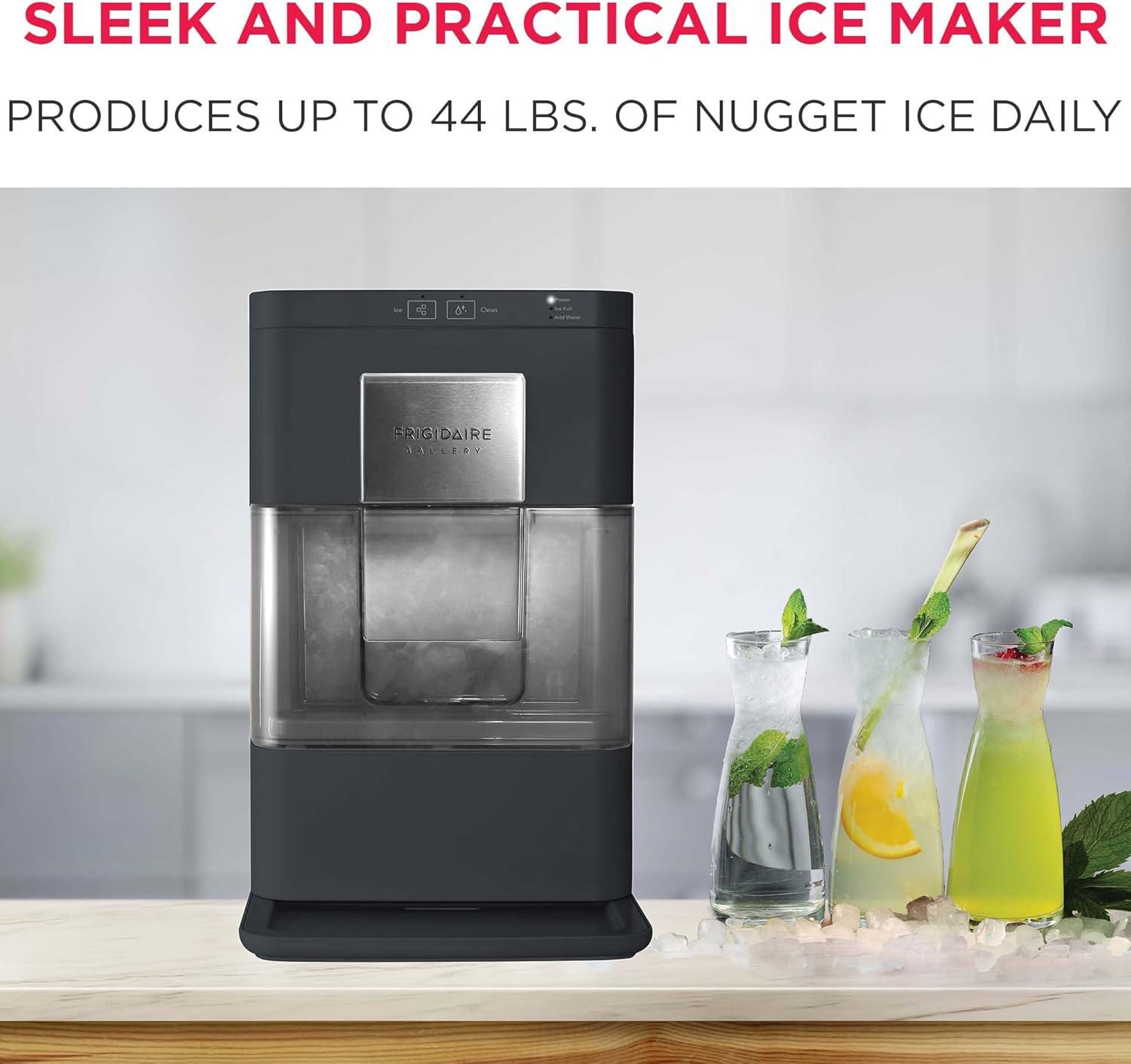 Frigidaire Nugget Ice Maker - Black: Countertop Ice Machine, 44 lbs Daily Production, 3 lbs Storage, Includes Scoop