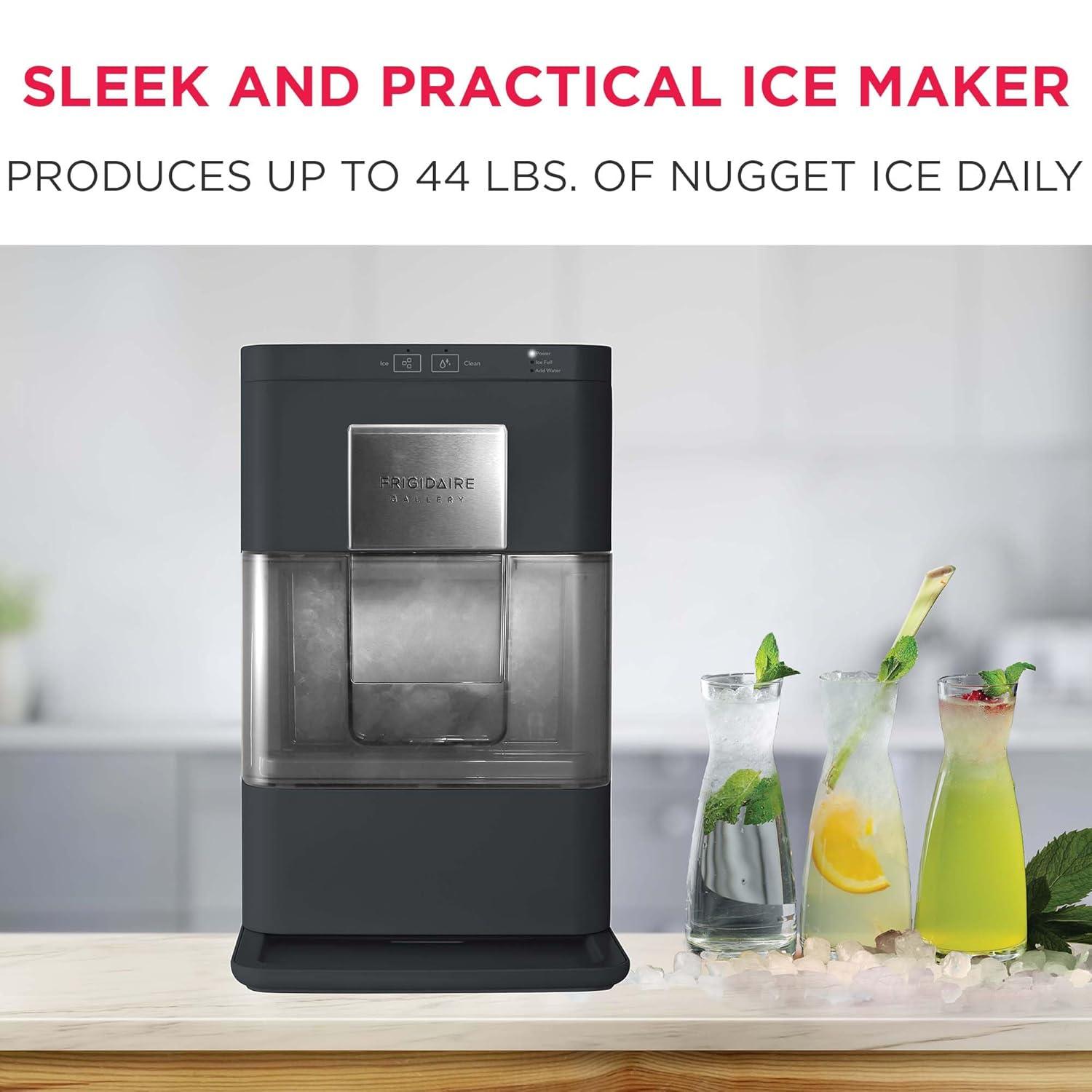 Frigidaire Nugget Ice Maker - Black: Countertop Ice Machine, 44 lbs Daily Production, 3 lbs Storage, Includes Scoop