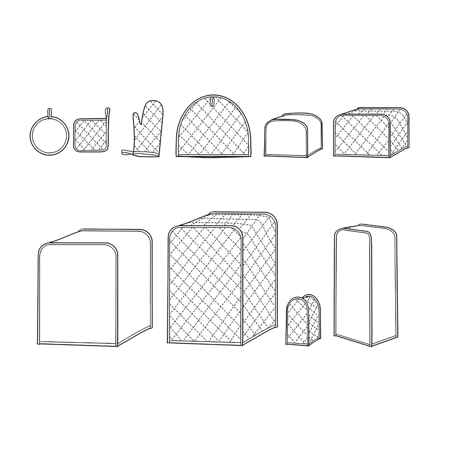 Simplicity Kitchen Appliance Covers, Oven Mitt, and Pot Holder Packet, Code 9303 Sewing Pattern, One Size, White