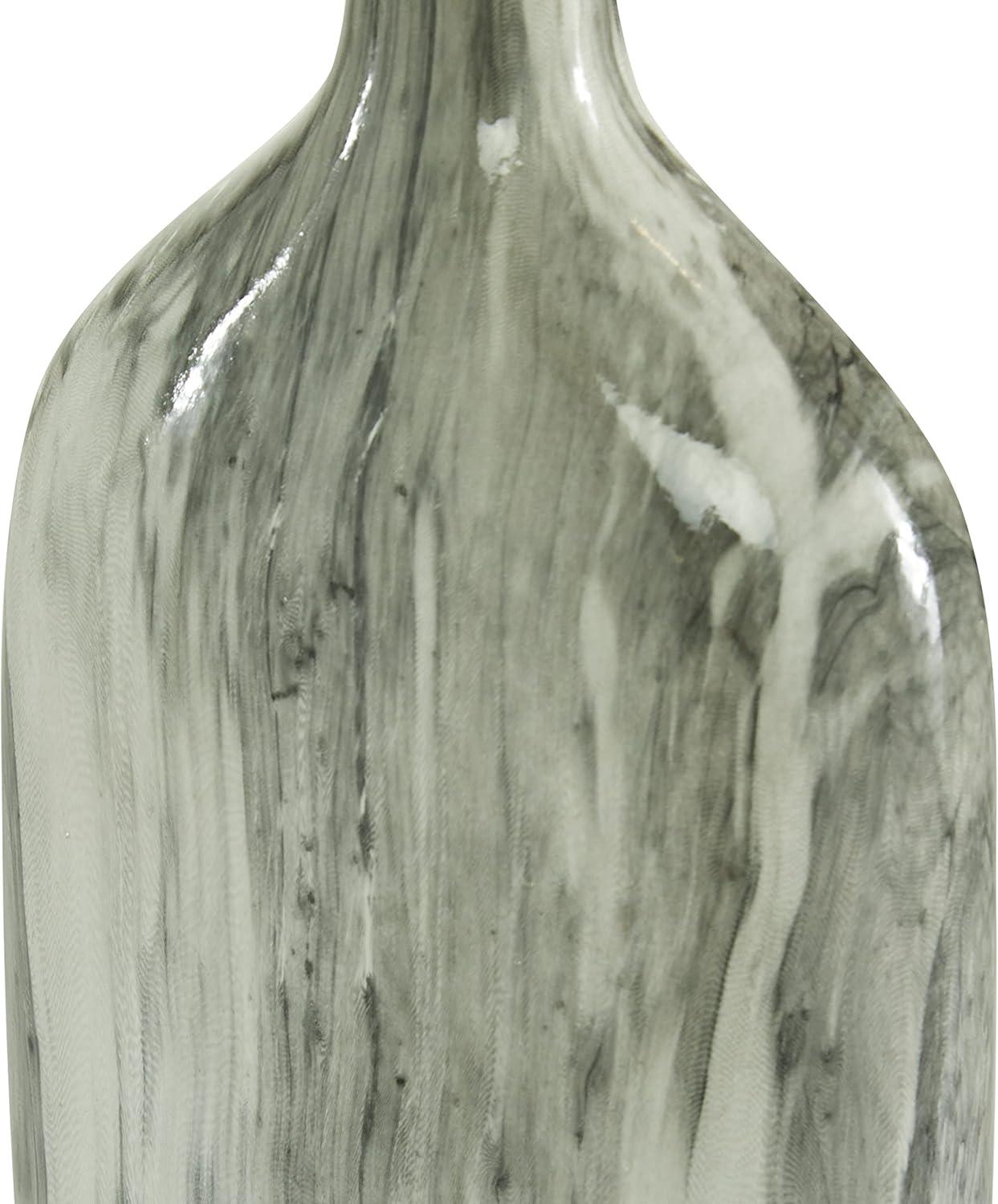 DecMode 6"W, 13"H Faux Marble Gray Ceramic Vase, Set of 3