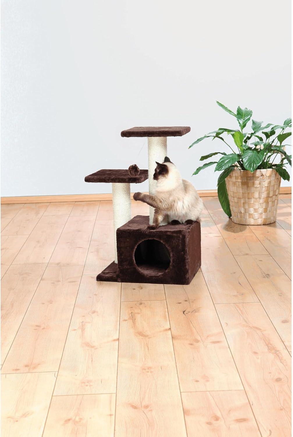 TRIXIE TRIXIE Valencia 28" Cat Tree, 3-Level Cat Tower, Sisal Scratching Posts, Plush Condo and Platforms, Dangling Cat Toy