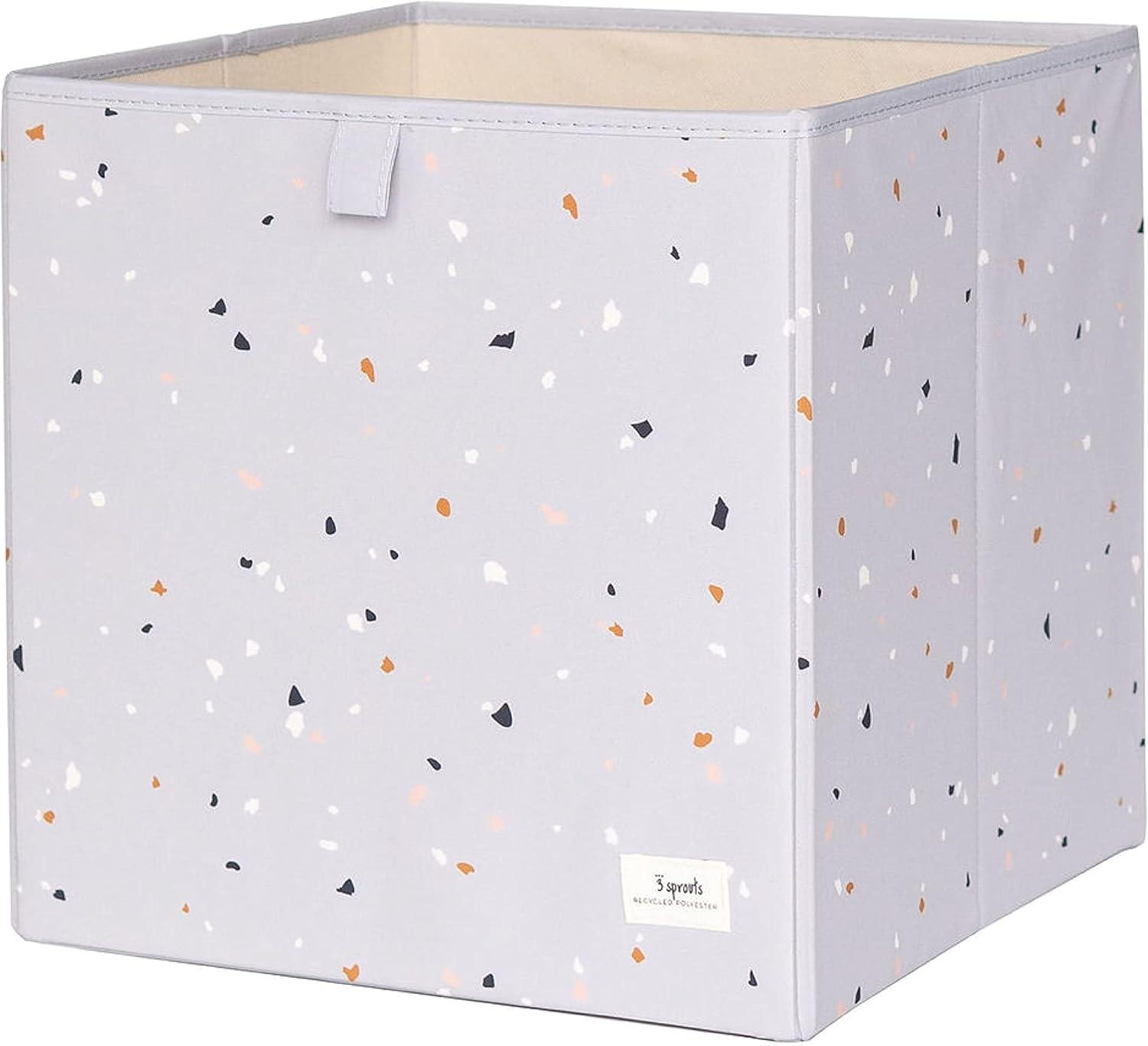 3 Sprouts Recycled Fabric Storage Cube Box Container Organizer - Light Gray Terrazzo