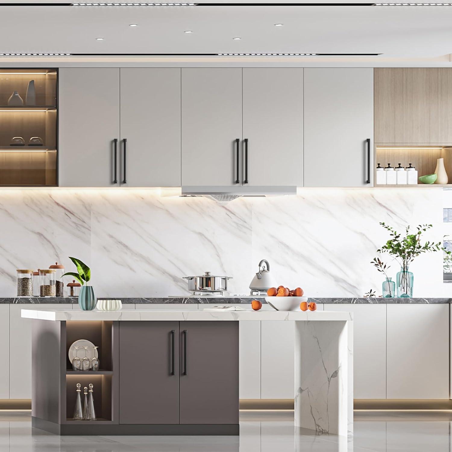 Asidrama 10 Pack 10 Inch(256mm) Matte Black Kitchen Cabinet Handles, Cabinet Pulls Kitchen Cabinet Hardware for Cupboard Drawer Pulls