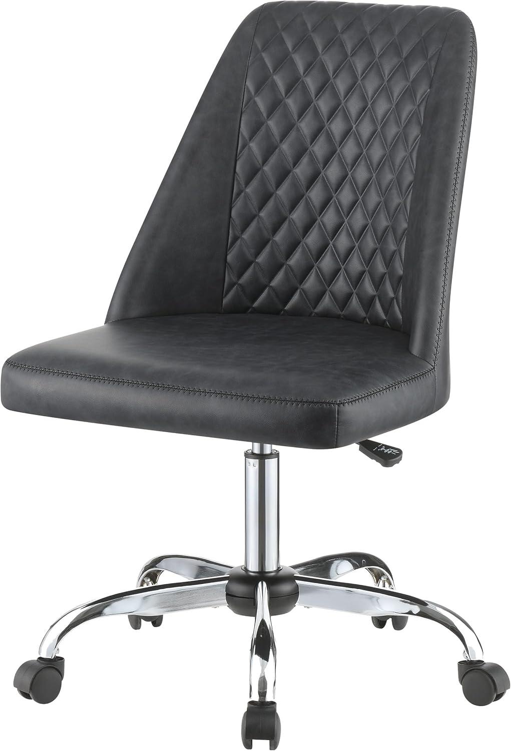 Coaster Althea Upholstered Tufted Back Faux Leather Office Chair in Gray