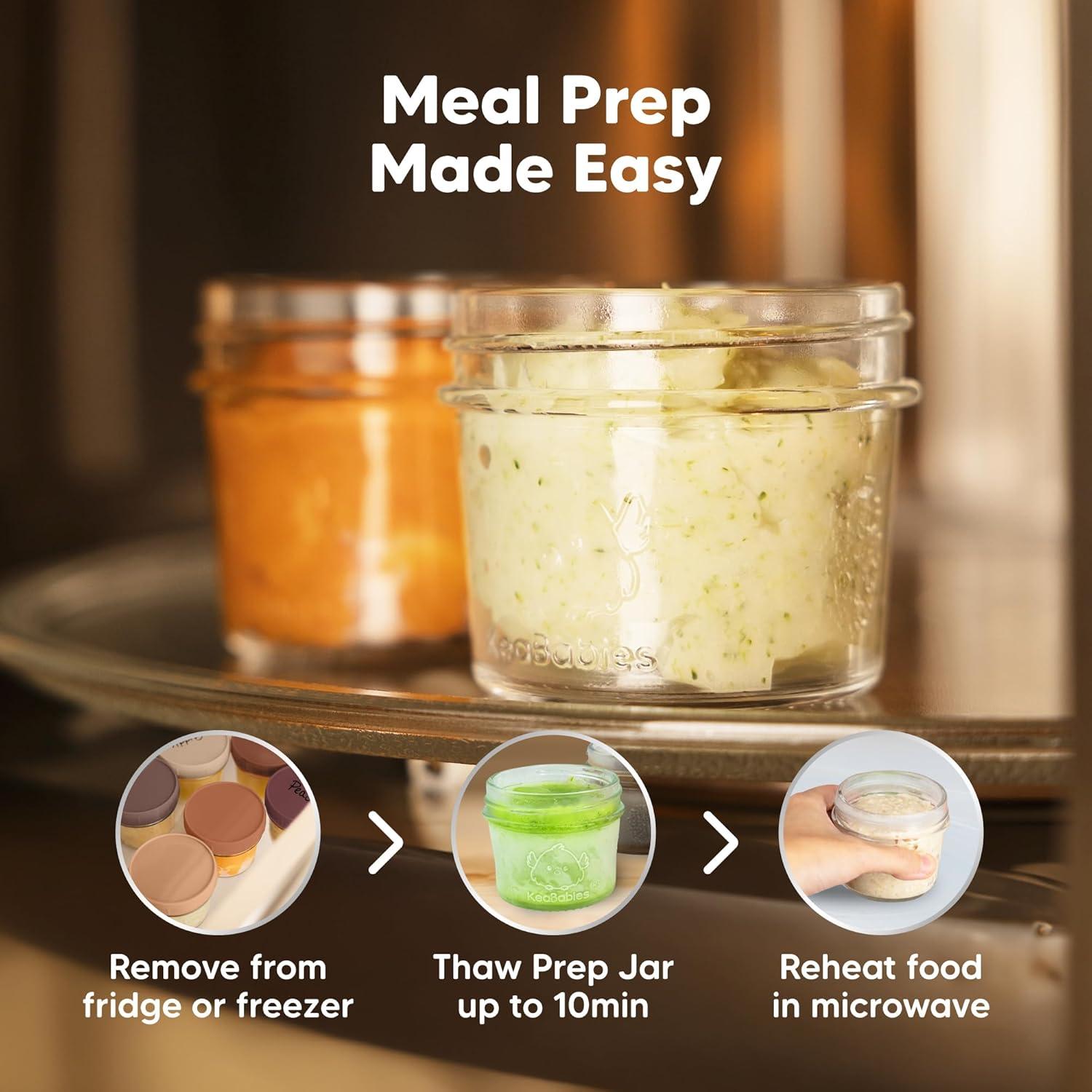 12pk Prep Baby Food Storage Containers, 4 oz Leak-Proof, BPA Free Glass Baby Food Jars for Feeding  (Terracotta)