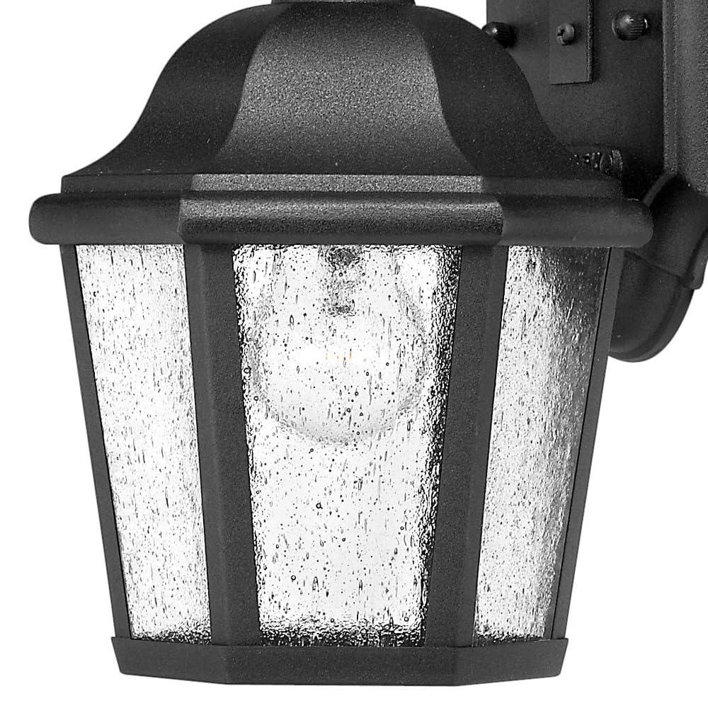 Hinkley Edgewater Small Wall Mount Outdoor Lantern - Estate Series, 1-Light, Aluminum, Clear Seedy Glass - Black Finish