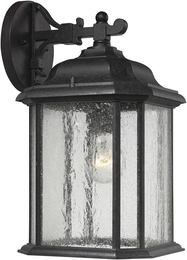 84031-746 Kent One-Light Outdoor Wall Lantern with Clear Seeded Glass Panels, Oxford Bronze Finish Black