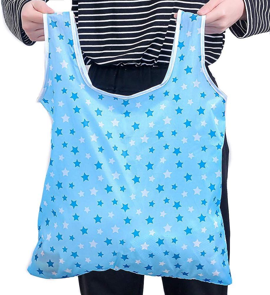 Kaxich Foldable Reusable Grocery Shopping Tote Bags, 6 Pack Eco-friendly Travel Recycle Shopping Bags Folding to fits in Pocket, Waterproof and Machine Washable