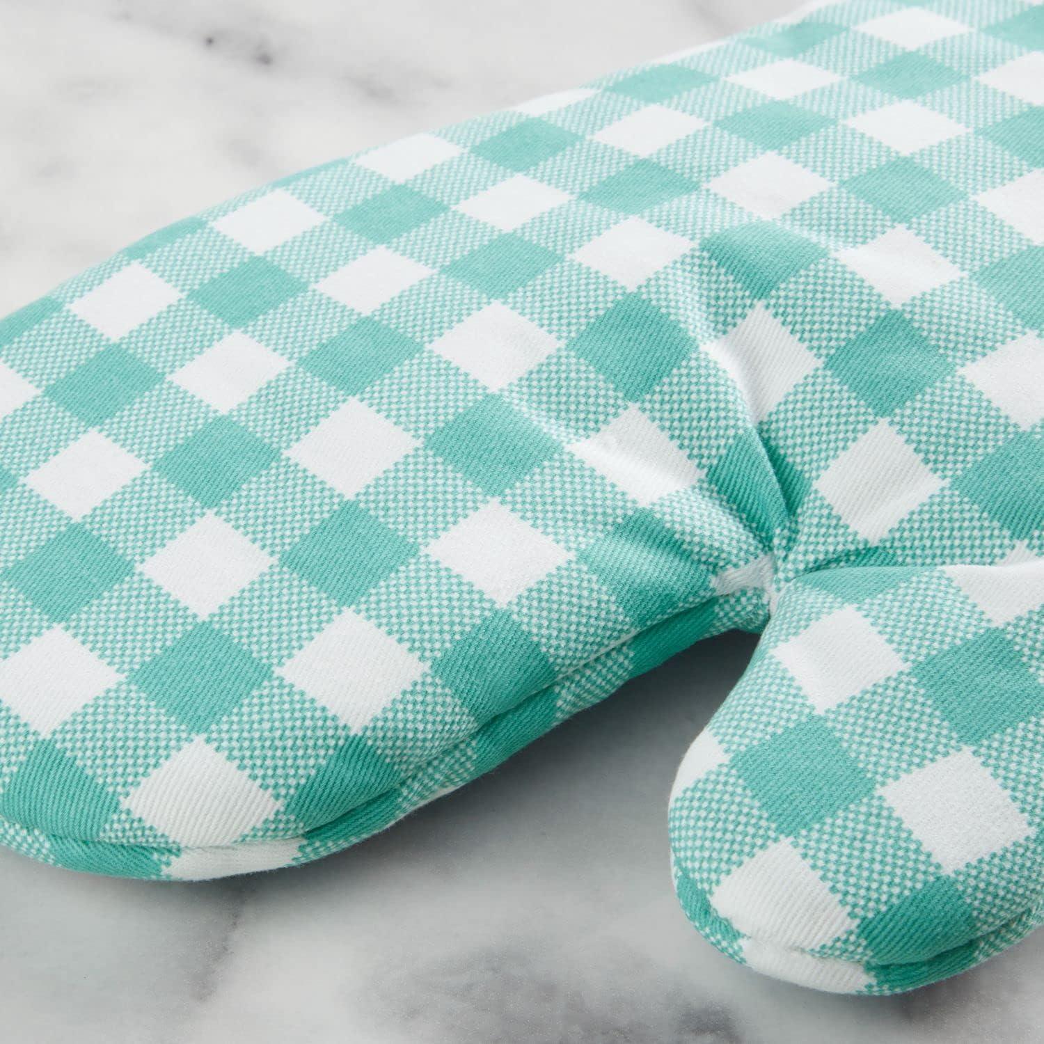 KitchenAid Gingham Oven Mitt 2-Pack Set, 7" x 13"