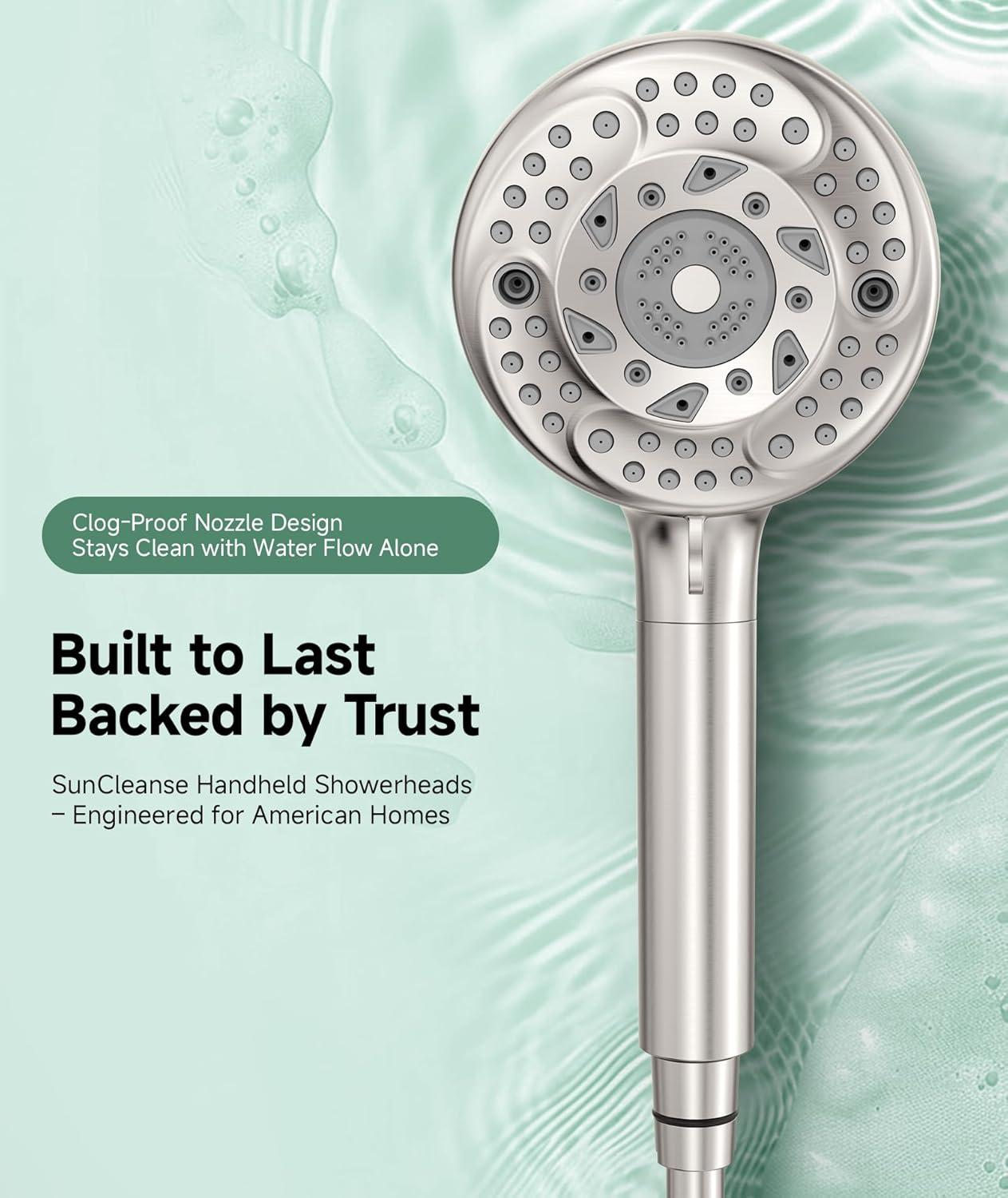 Chrome Handheld Shower Head with Adjustable Height and Filter