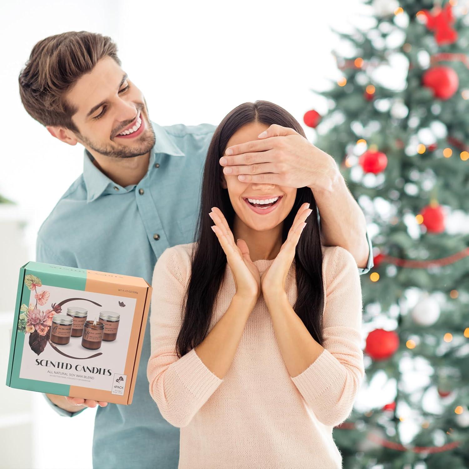 Aromatherapy Candles For Home, Stress Relief | Meditation | Yoga | SPA | Relaxing Candle Gift Set, Jar Candles For Women, Birthday, Valentine's Day, Anniversary, 7.1 Ounces - Pack Of 4