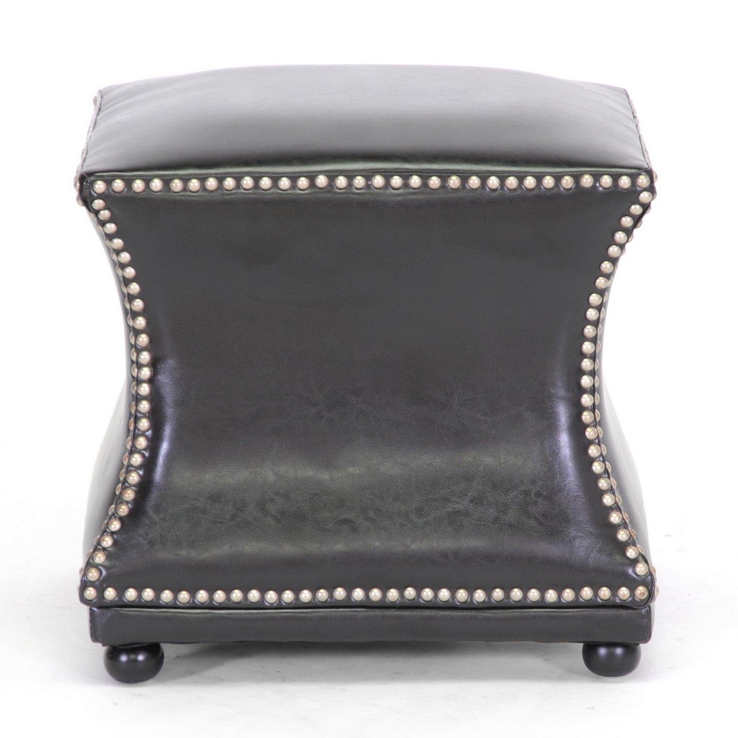 Ellastone Modern Leather Ottoman Dark Brown - Baxton Studio: Square Footstool, Faux Upholstered, No Assembly
