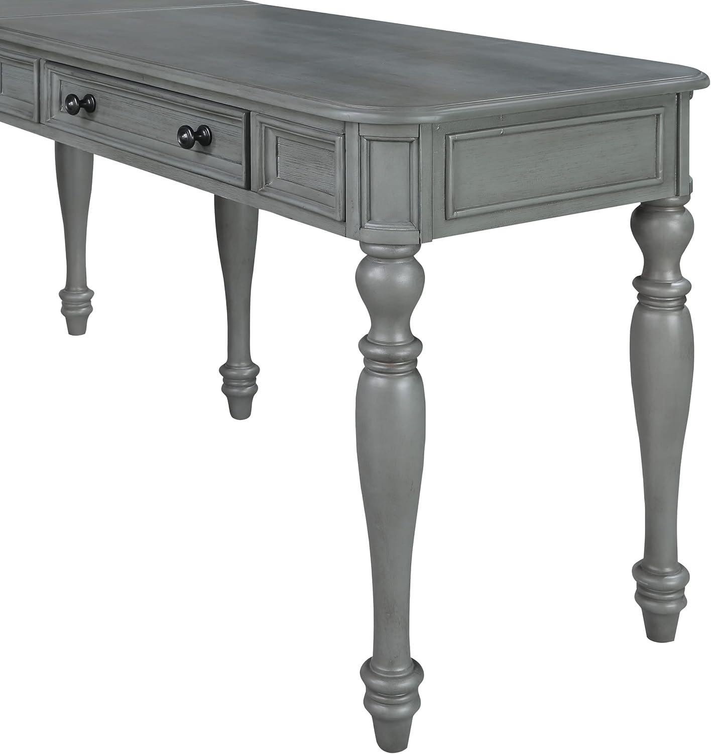 Country Meadows L-Shape Engineered Wood Desk with Power in Plantation Gray