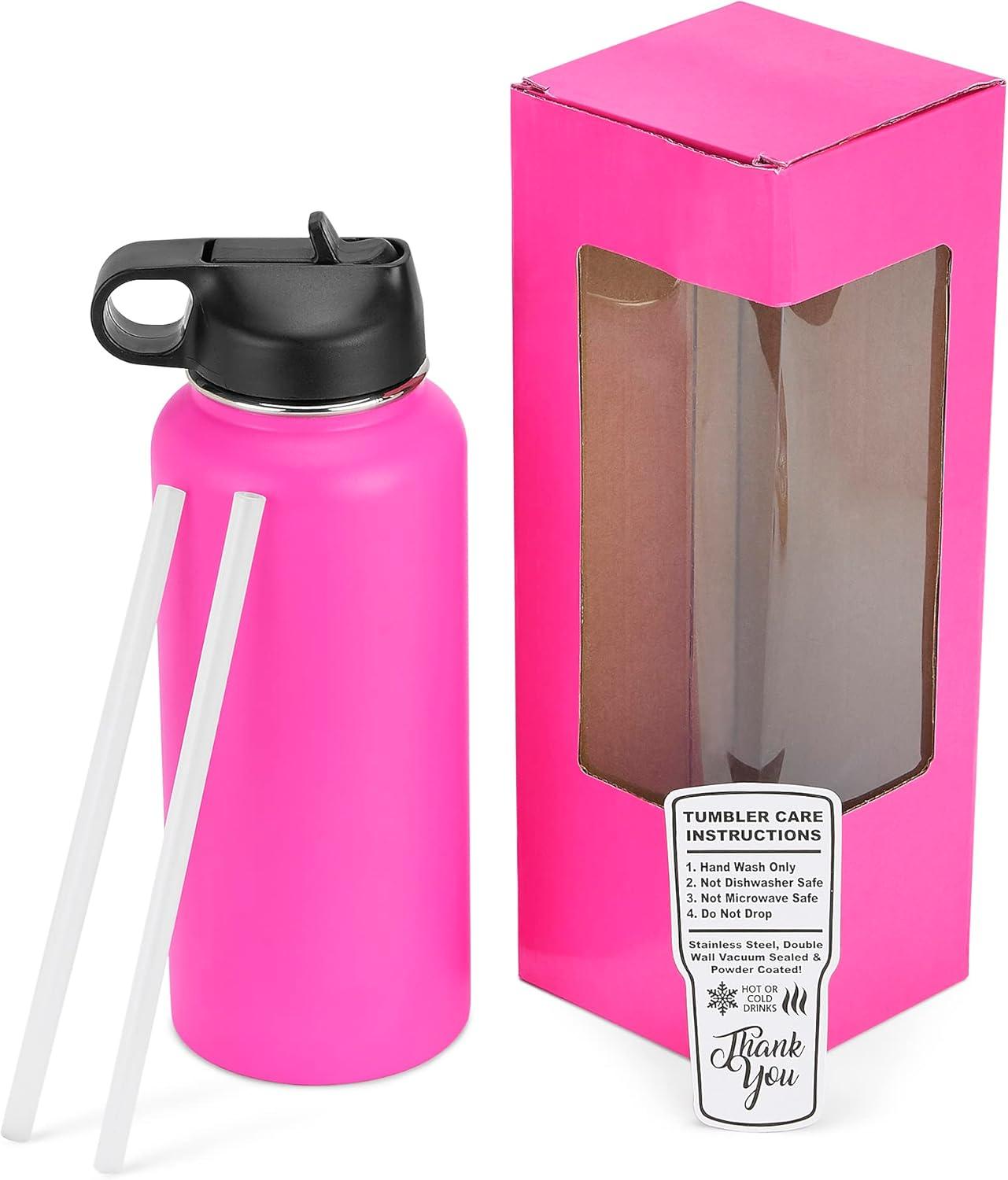 Makerflo 32 oz Pink Hydro Powder Coated Tumbler Ideal for DIY Crafts -Laser Engraving