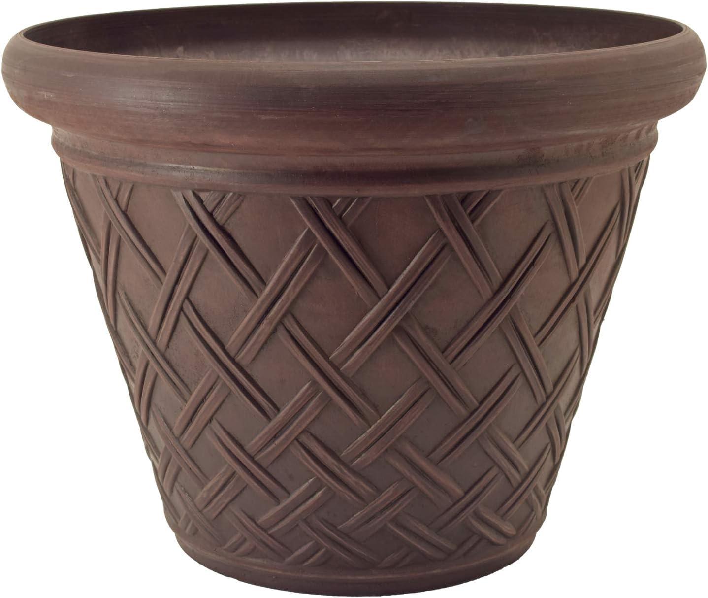 PSW Pot Collection Basket Weave Planter Pot for Indoor and Outdoor Plants and Gardens, 18-inch, Chocolate