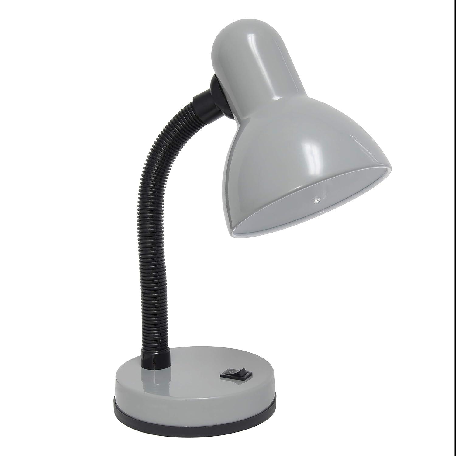 Basic Metal Desk Lamp with Flexible Hose Neck Silver - Simple Designs: ETL Listed, Adjustable, No Assembly Required