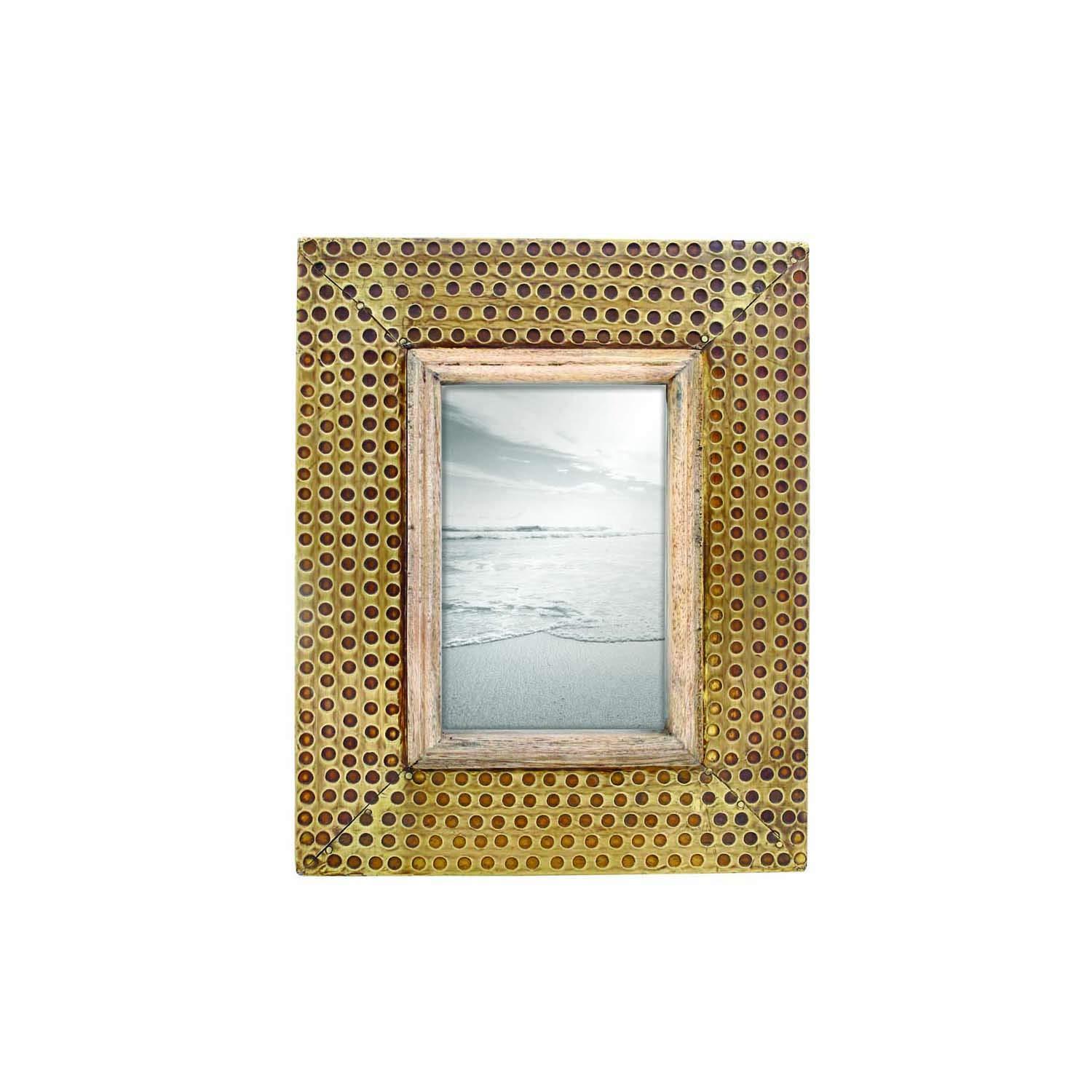 4 x 6 inch Decorative Distressed Hammered Brass Metal Picture Frame - Foreside Home & Garden