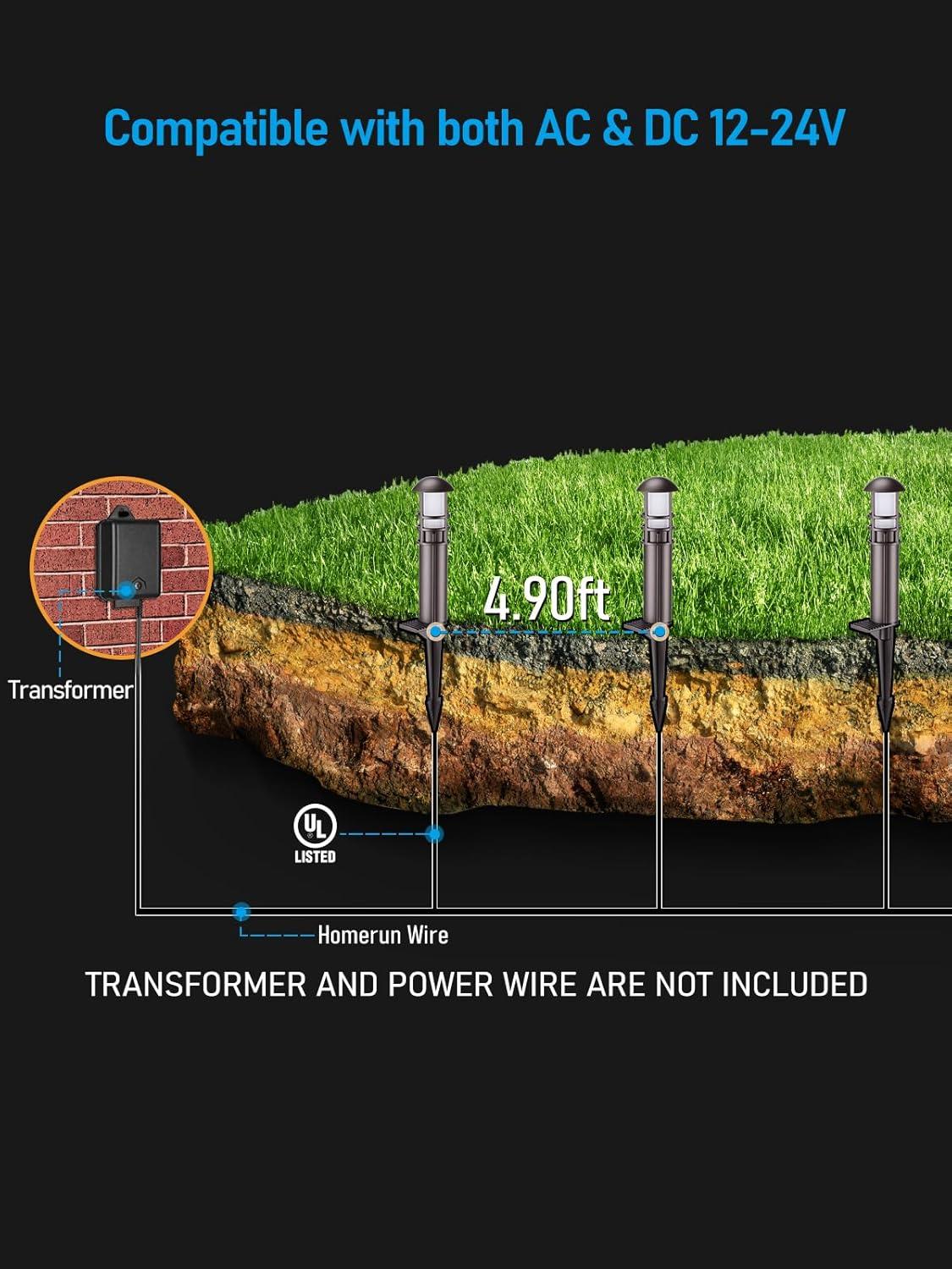 LEONLITE 8-Pack Low Voltage Landscape Lights Pathway, 3W 12V LED Path Lights, CRI90+, IP65 Waterproof Walkway Light, ETL Listed, Oil Rubbed Bronze Aluminum Housing, 3000K Warm White