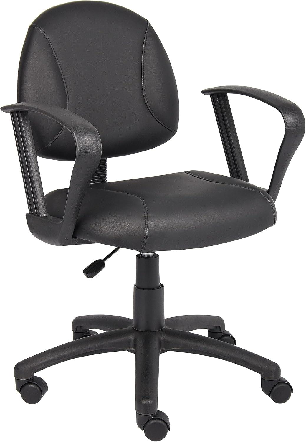 Black LeatherPlus Ergonomic Task Chair with Fixed Arms