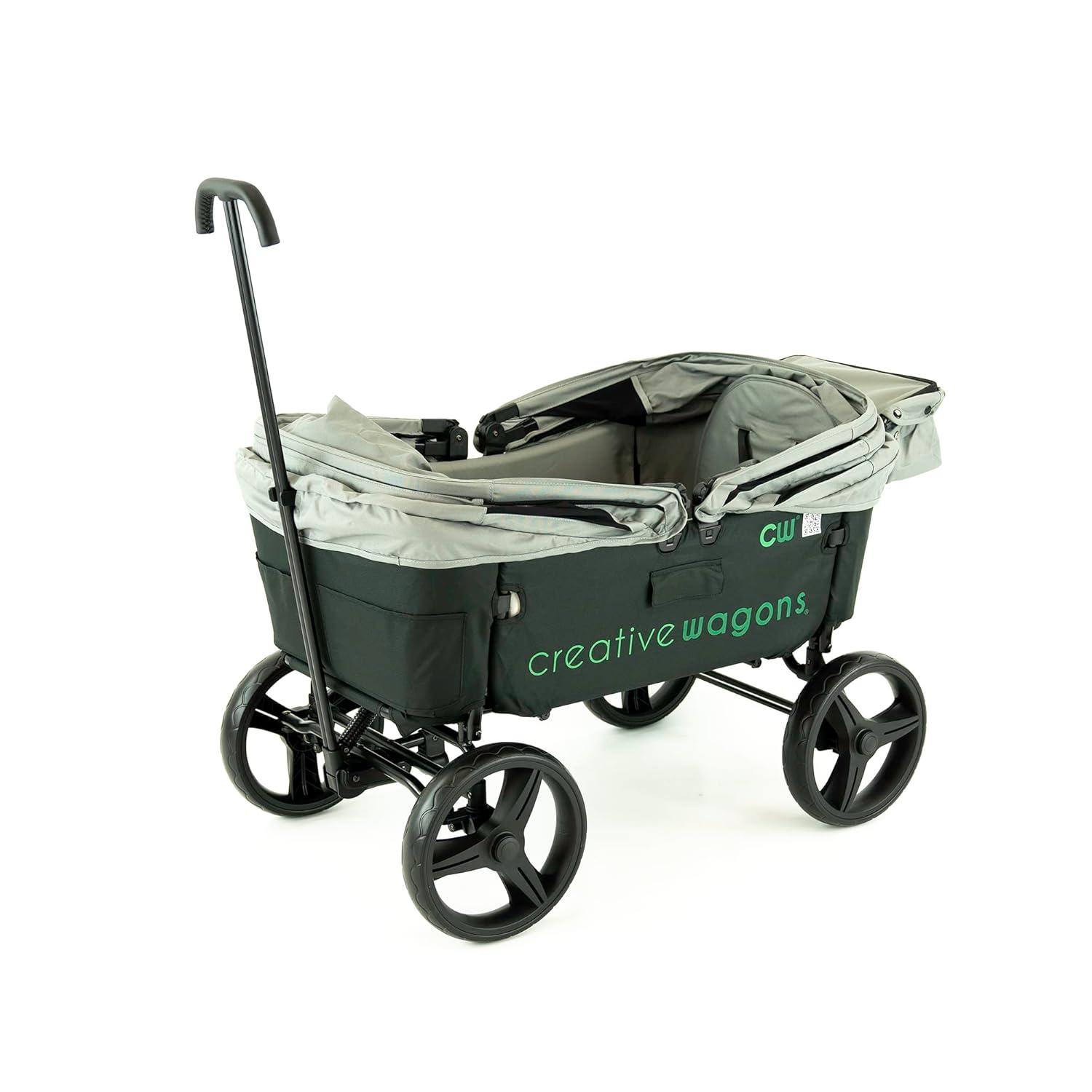 Creative Outdoor Stroller Wagon with Canopy for Kids Push Pull Folding Wagon, Black