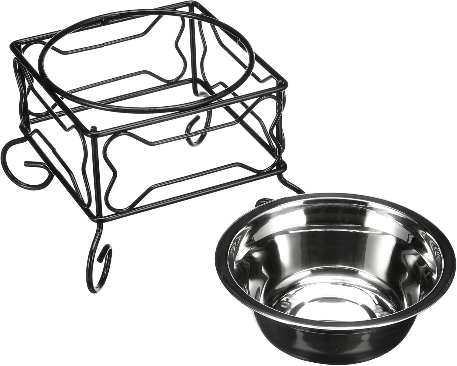 YML 5-Inch Wrought Iron Stand with Single Stainless Steel Feeder Bowl