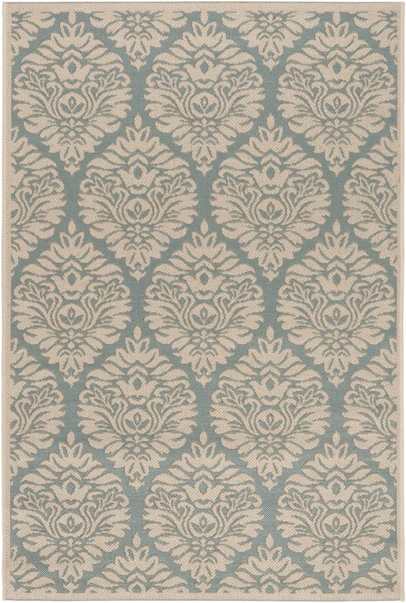 Beach House BHS135 POWER LOOMED Indoor/Outdoor Runner Rug - Aqua/Cream - 2'2"x4' - Safavieh
