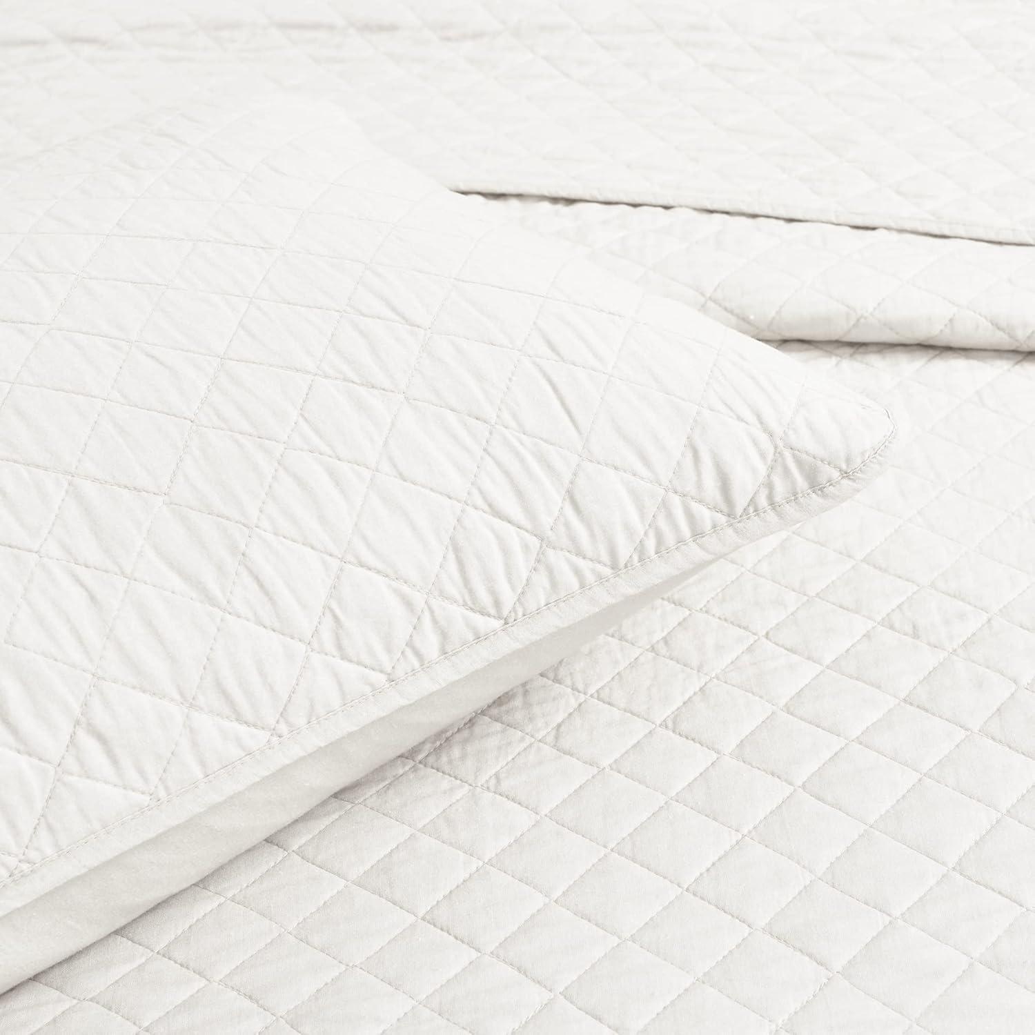 Lush Decor Ava Diamond Oversized Cotton Quilt White 3Pc Set Cal King
