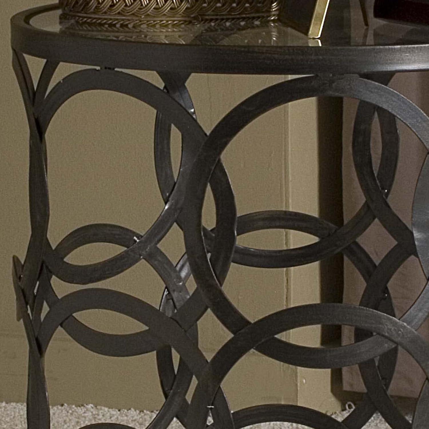 FirsTime & Co. Interlocking Circles Side Accent Table, 22"H x 16.75"W x 16.75"D, Oil Rubbed Bronze