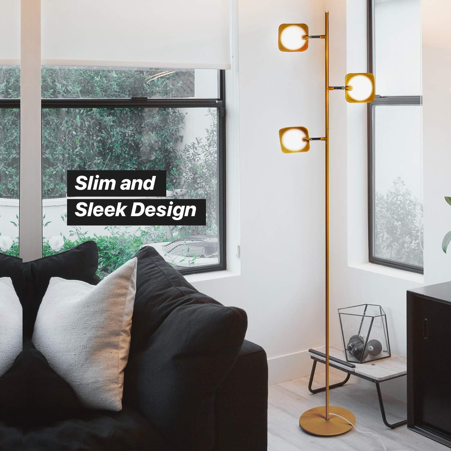Brightech Tree Industrial LED 3-Way Dimming Floor Lamp with 3 Adjustable Spot Lights