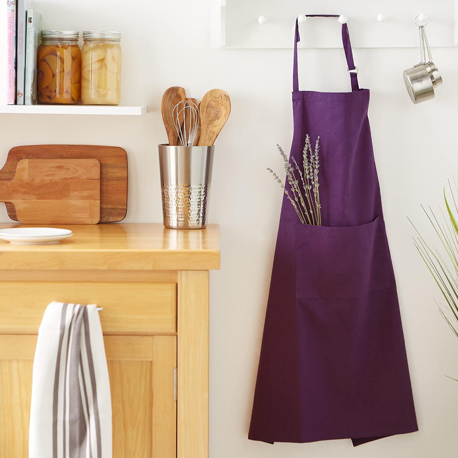 DII Everyday Basic Kitchen Collection, Plus Size Apron, Eggplant