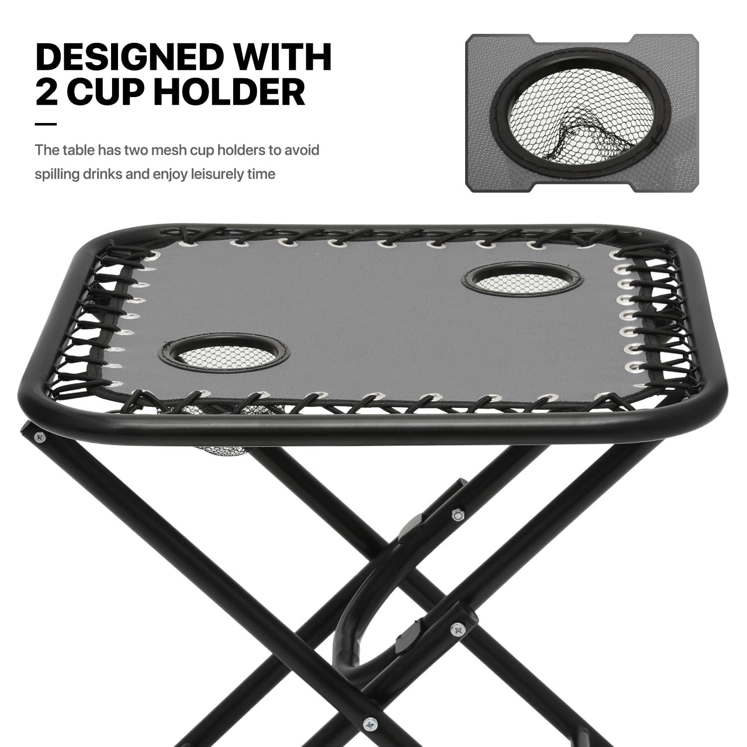 Adjustable Gray Textile Mesh Zero Gravity Recliner Set with Table