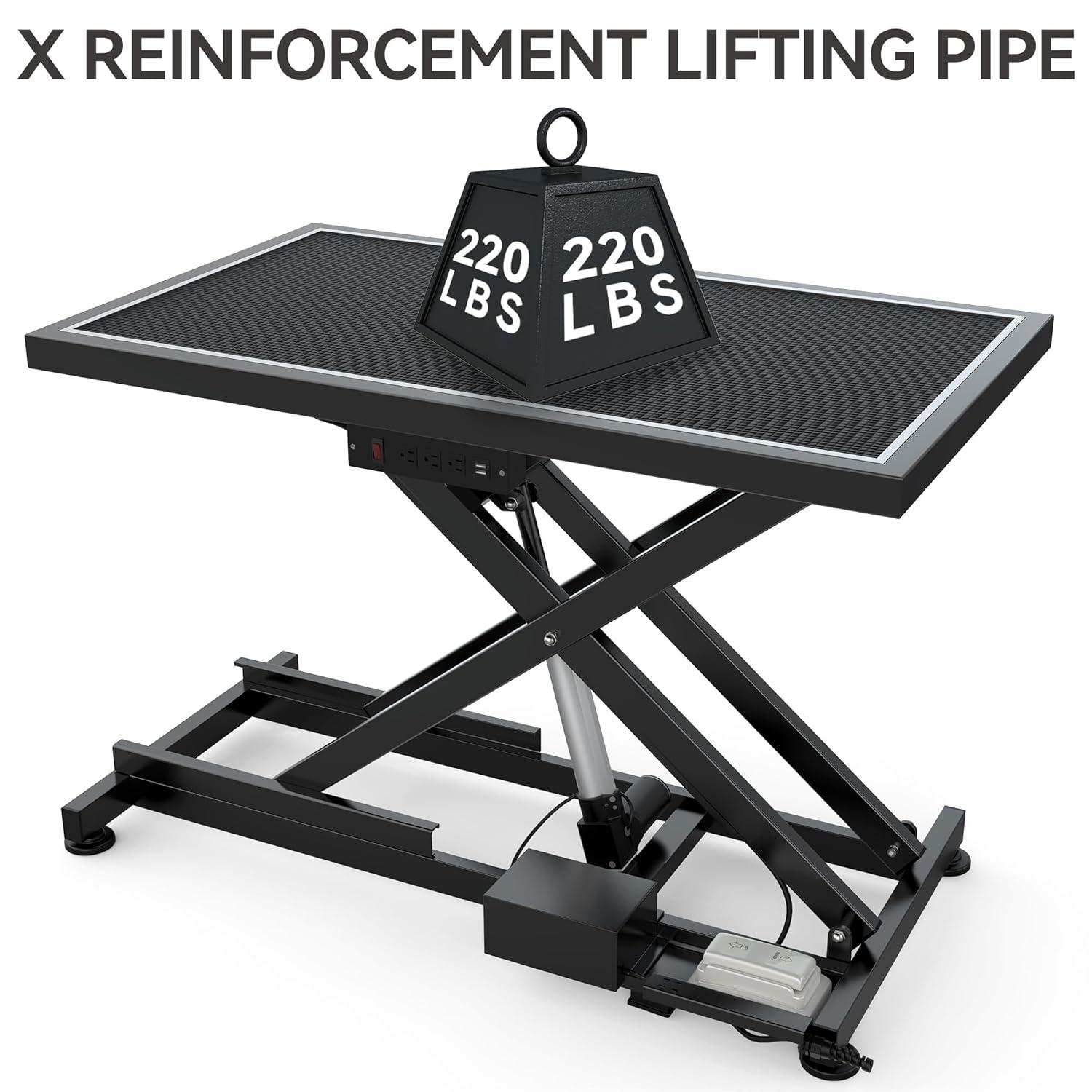 Dextrus 50" Dog Grooming Table Heavy Duty Electric Lift Pet Grooming Table for Large Dogs, Adjustable Overhead Arm Anti Slip Tabletop Tool Organizer, Dog Grooming Station