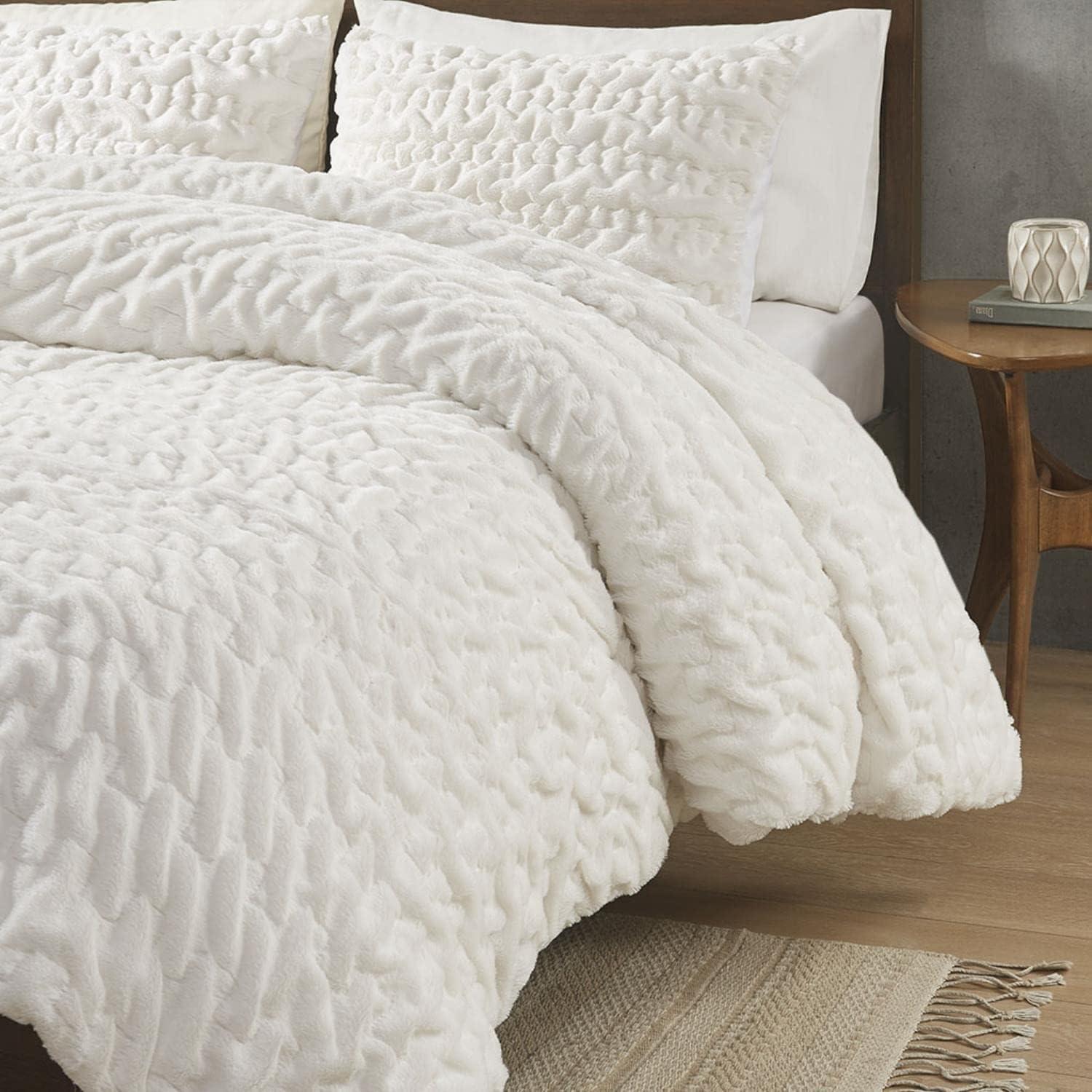 Almagul Ruched Fur Down Alternative Comforter Set