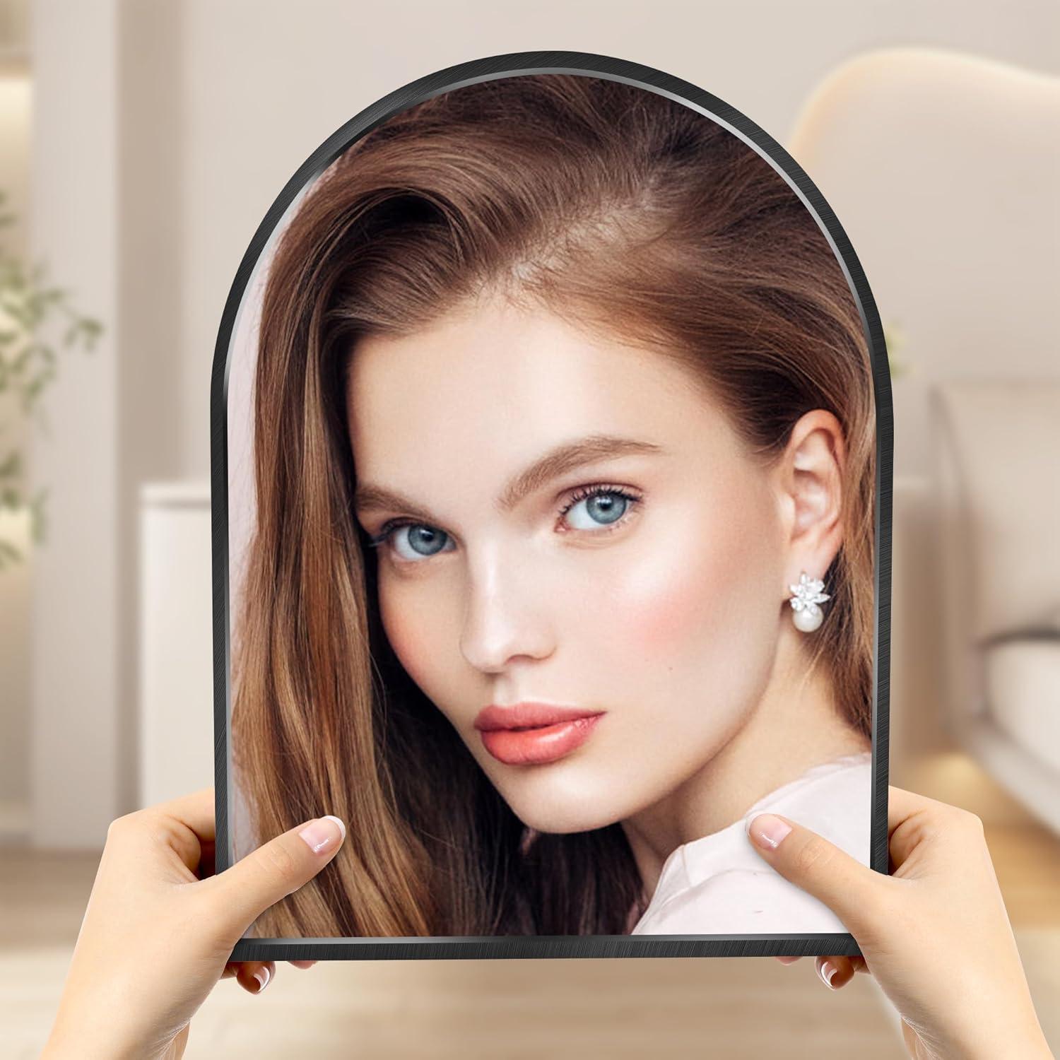 10X13 Inch Black Small Arched Mirror For Bathroom Vanity Mirror Or Wall Decor Arch Mirror Brushed Metal Frame Wall Mounted Mirror For Bathroom Livingroom Bedroom Entryway