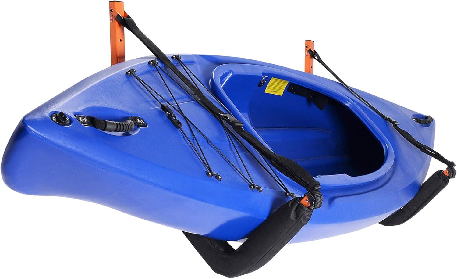 Kayak Storage System - Set of 2 Wall Mount Storage Hangers - 150lb Capacity Rack for Kayaks, Surfboards, Canoes, or Snowboards by Rad Sportz (Orange)