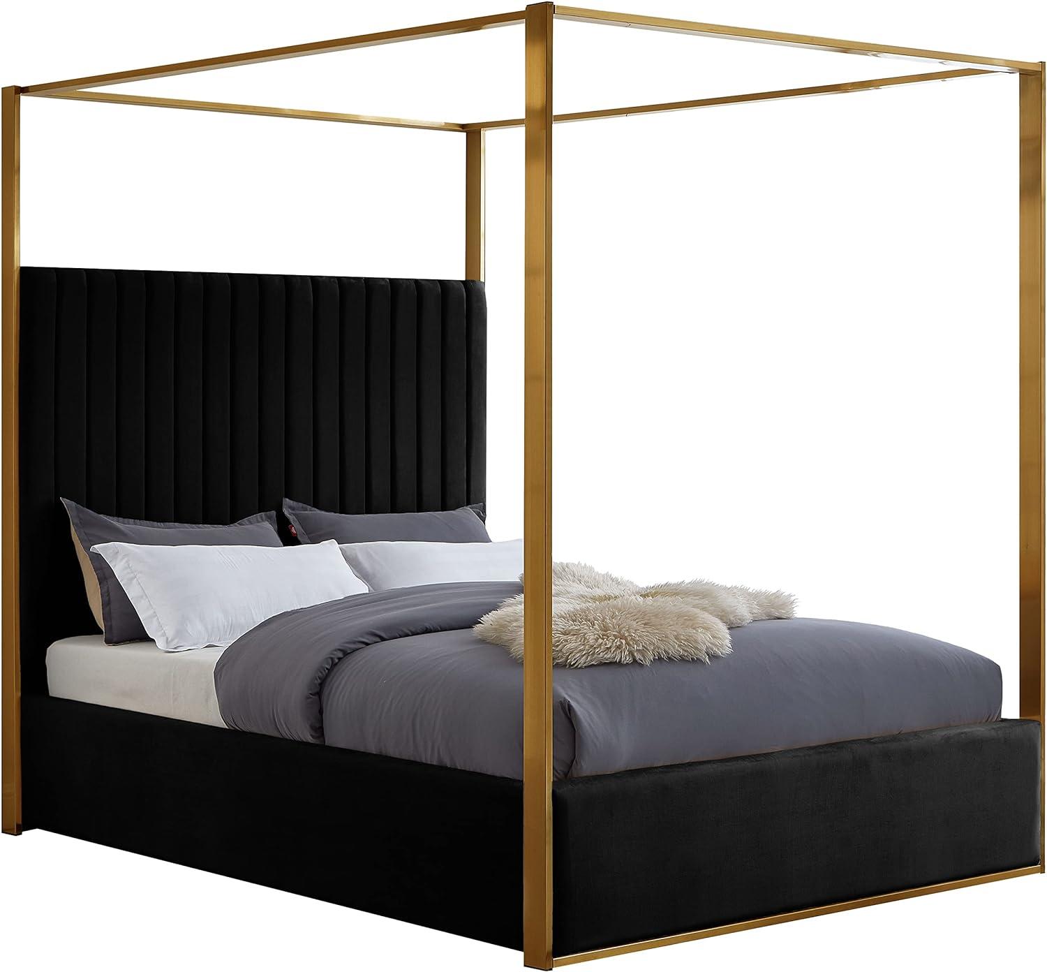 Meridian Furniture Jones Black Velvet King Bed