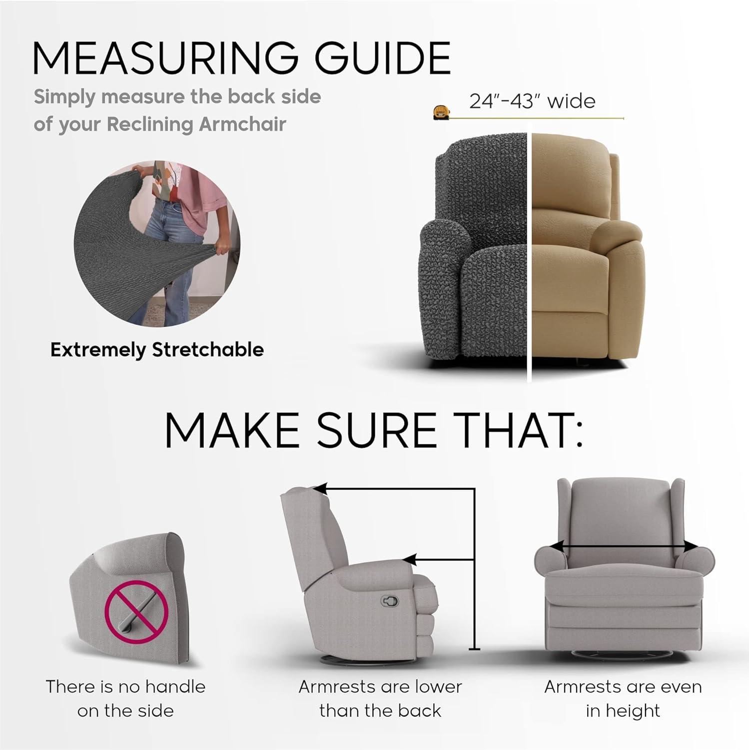 Stretch Recliner Slipcover - Soft to Touch & Easy to Clean - Velvet Collection