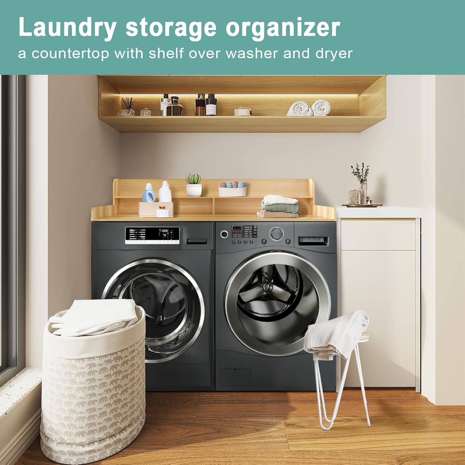 GDLF GDLF Washer Dryer Countertop Laundry Countertop with Washer Dryer Shelf,Natural Wood Color