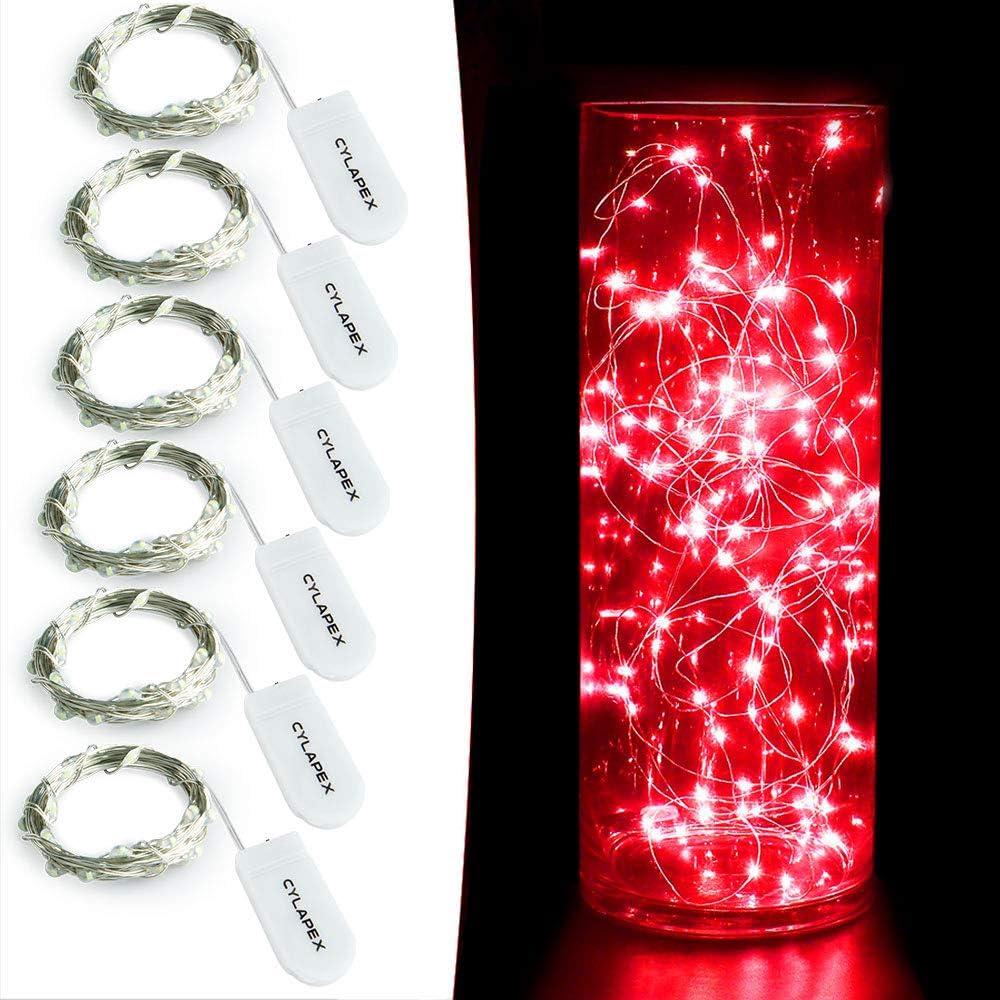 CYLAPEX 6 Pack Blue Fairy Lights Battery Operated Fairy String Lights Firefly Lights LED Starry String Lights 3.3ft 20 LEDs Silvery Copper Wire for Christmas DIY Decoration Costume Wedding Party